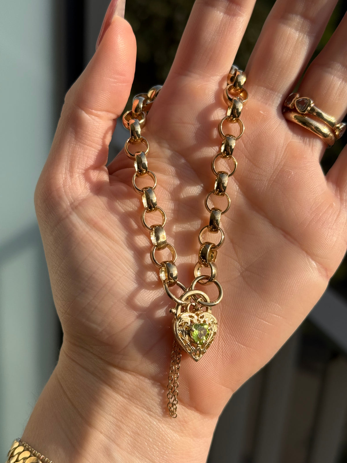 Peridot Heart Padlock Bracelet