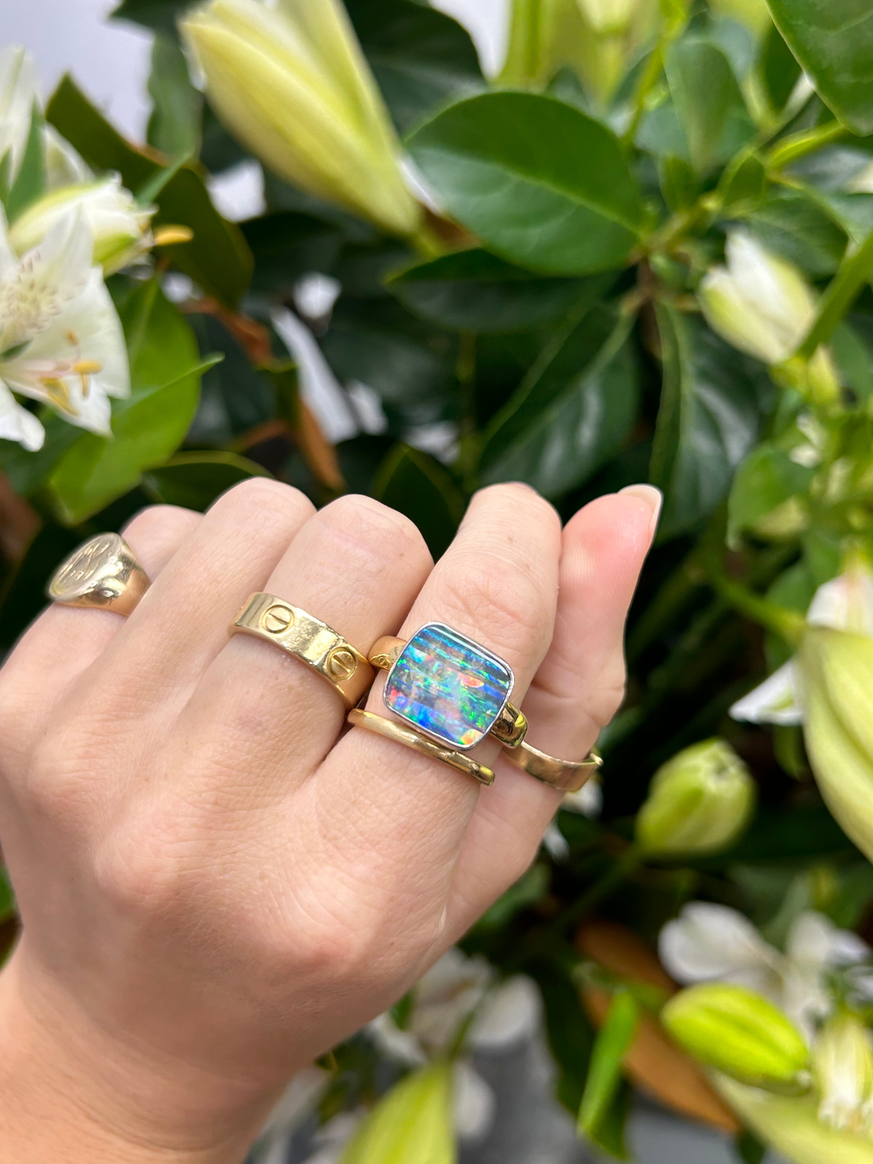 Australian Boulder Opal Ring