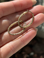 Hammered Diamond Cut Oval Hoops