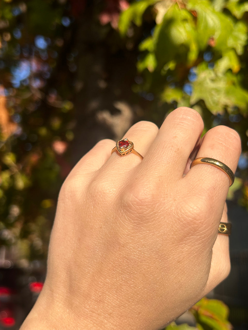 Garnet Heart Ring