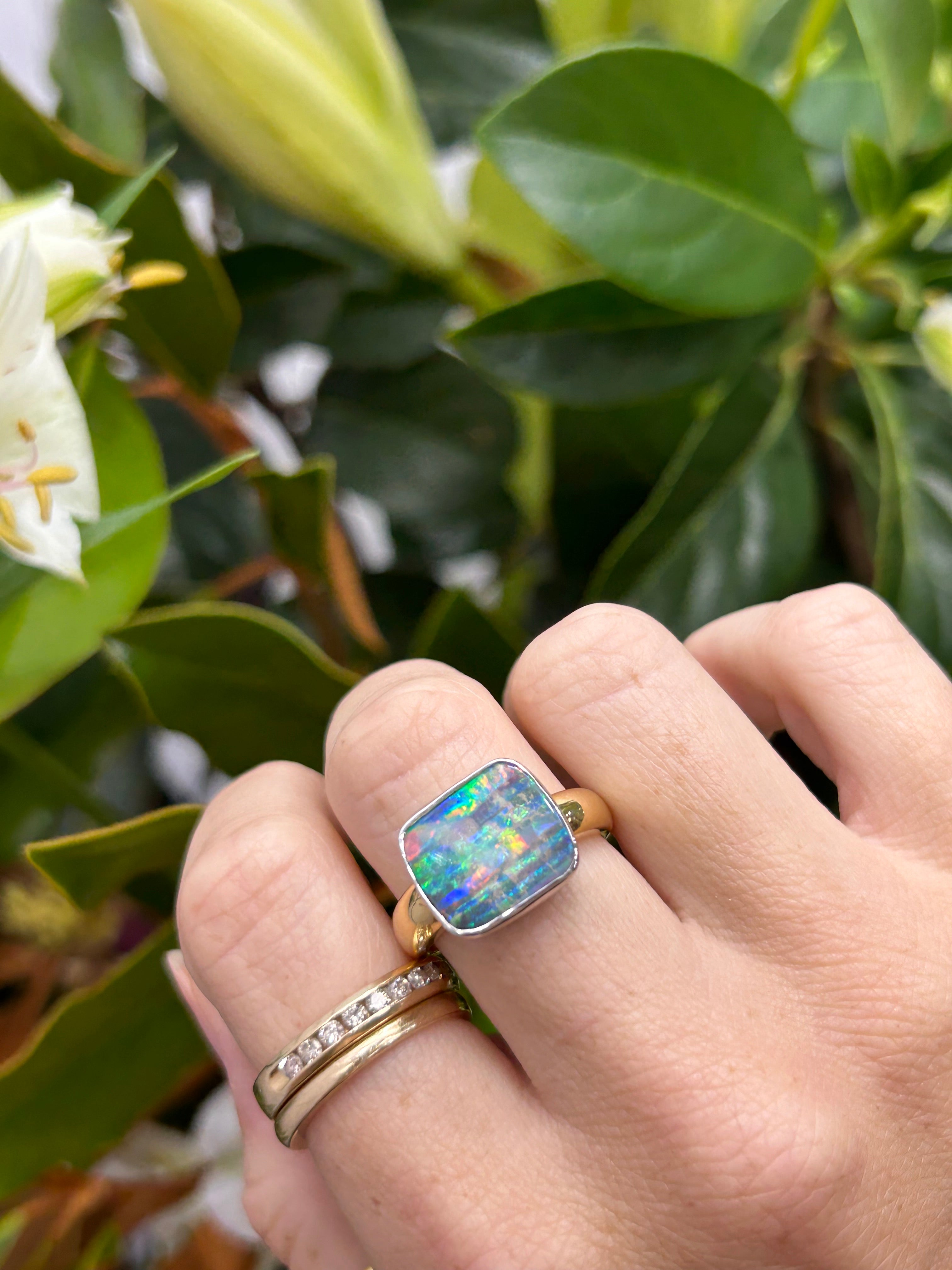 Australian Boulder Opal Ring