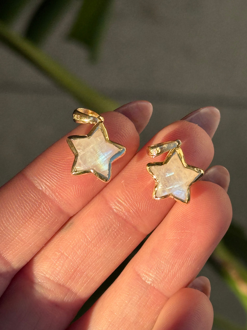 14k Moonstone Star Charms