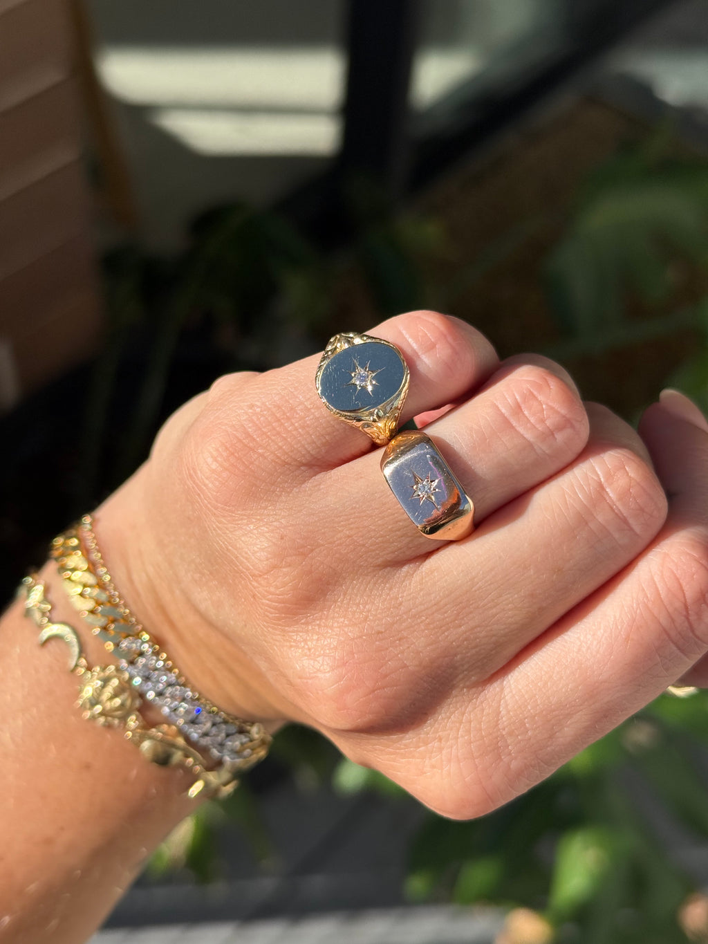 Filigree Starburst Signet Ring
