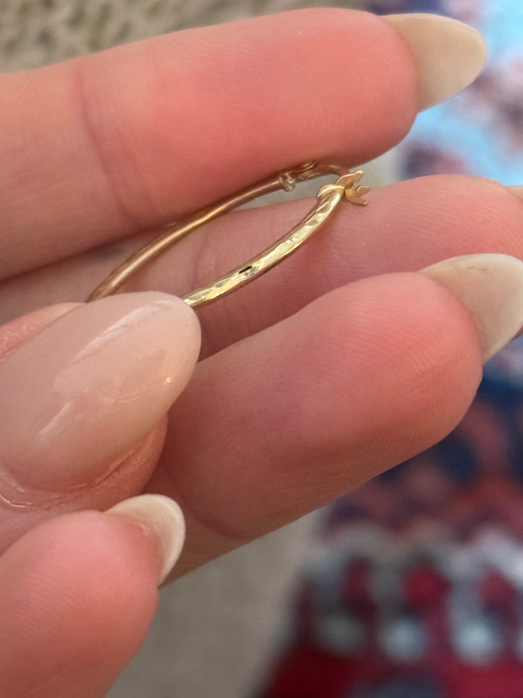 Hammered Diamond Cut Oval Hoops