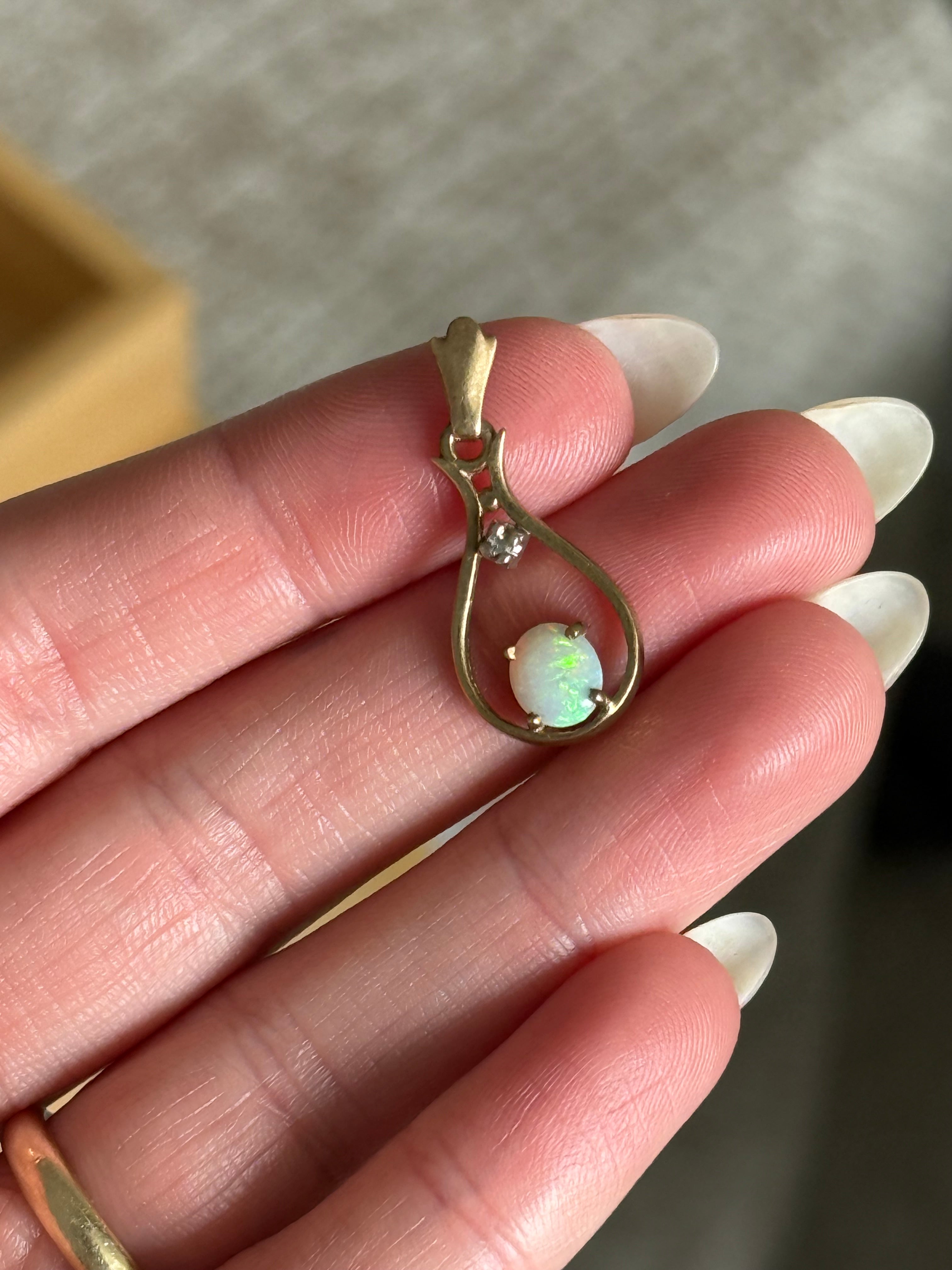 Opal Diamond Drop Charm