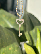 Diamond Heart Key Charm