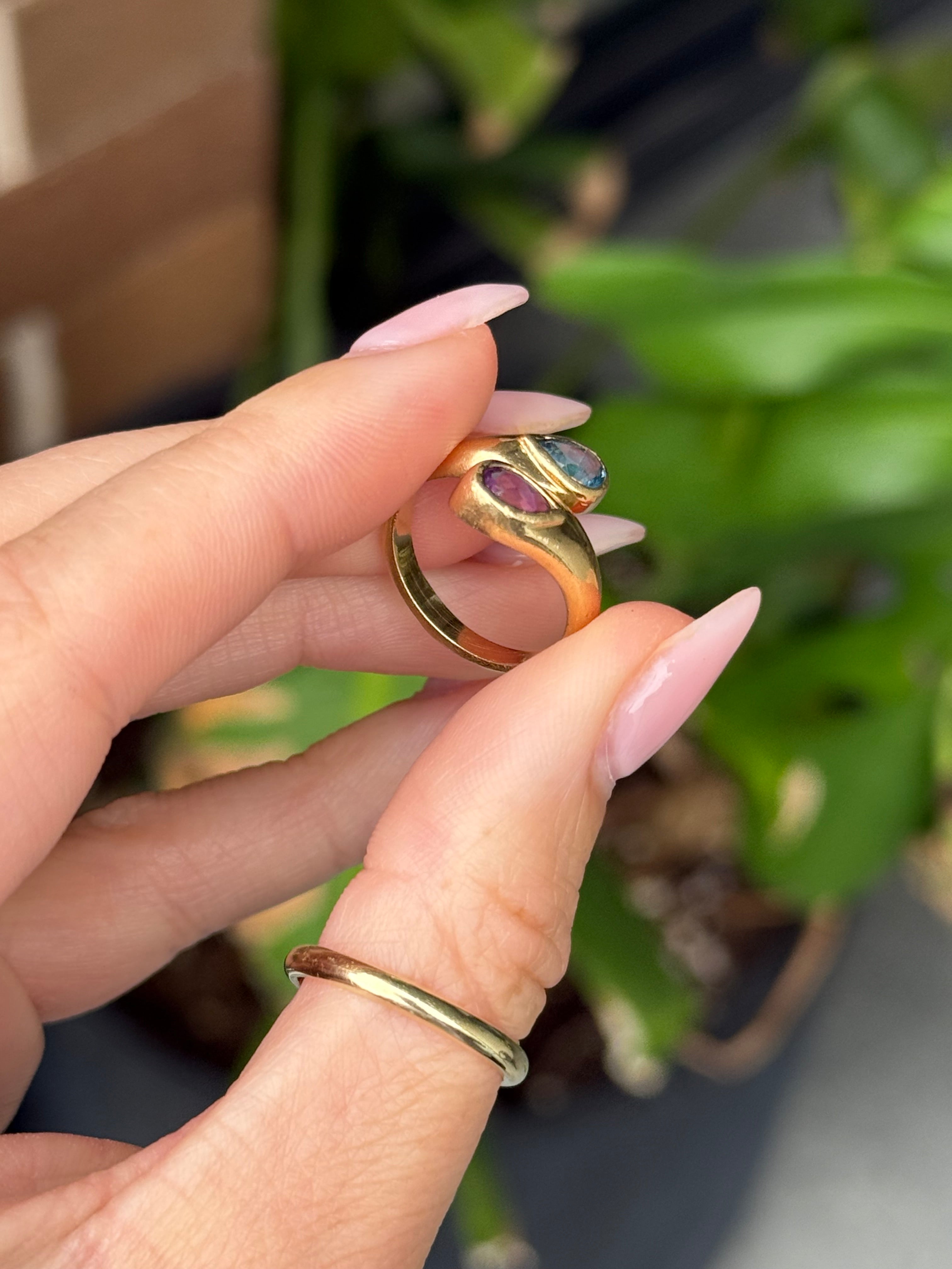 Topaz Amethyst Bypass Ring