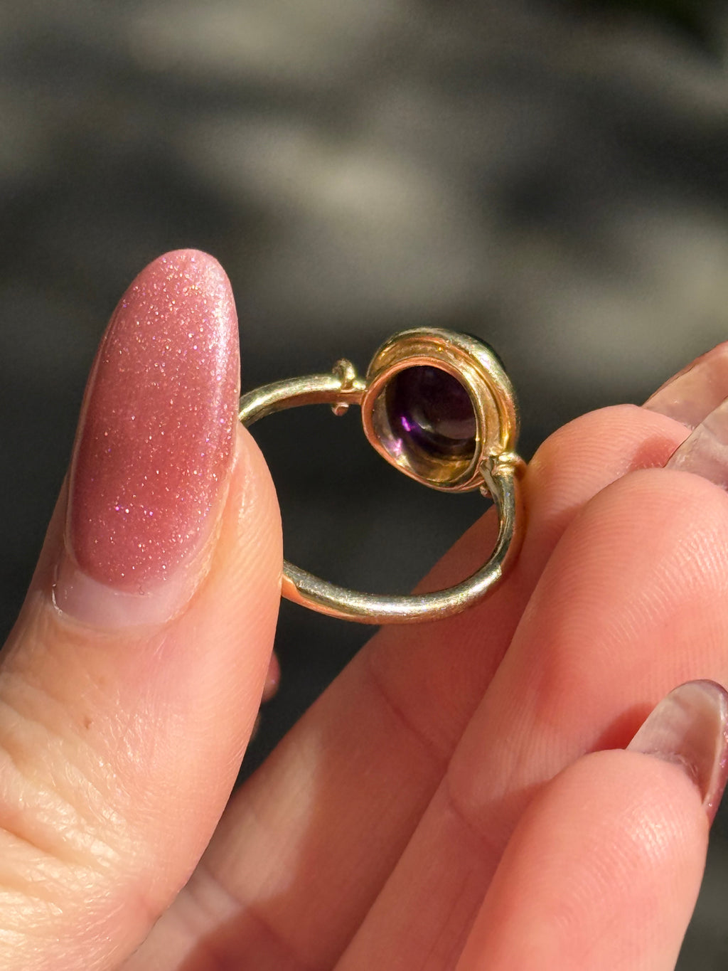 14k Amethyst Cabochon Ring