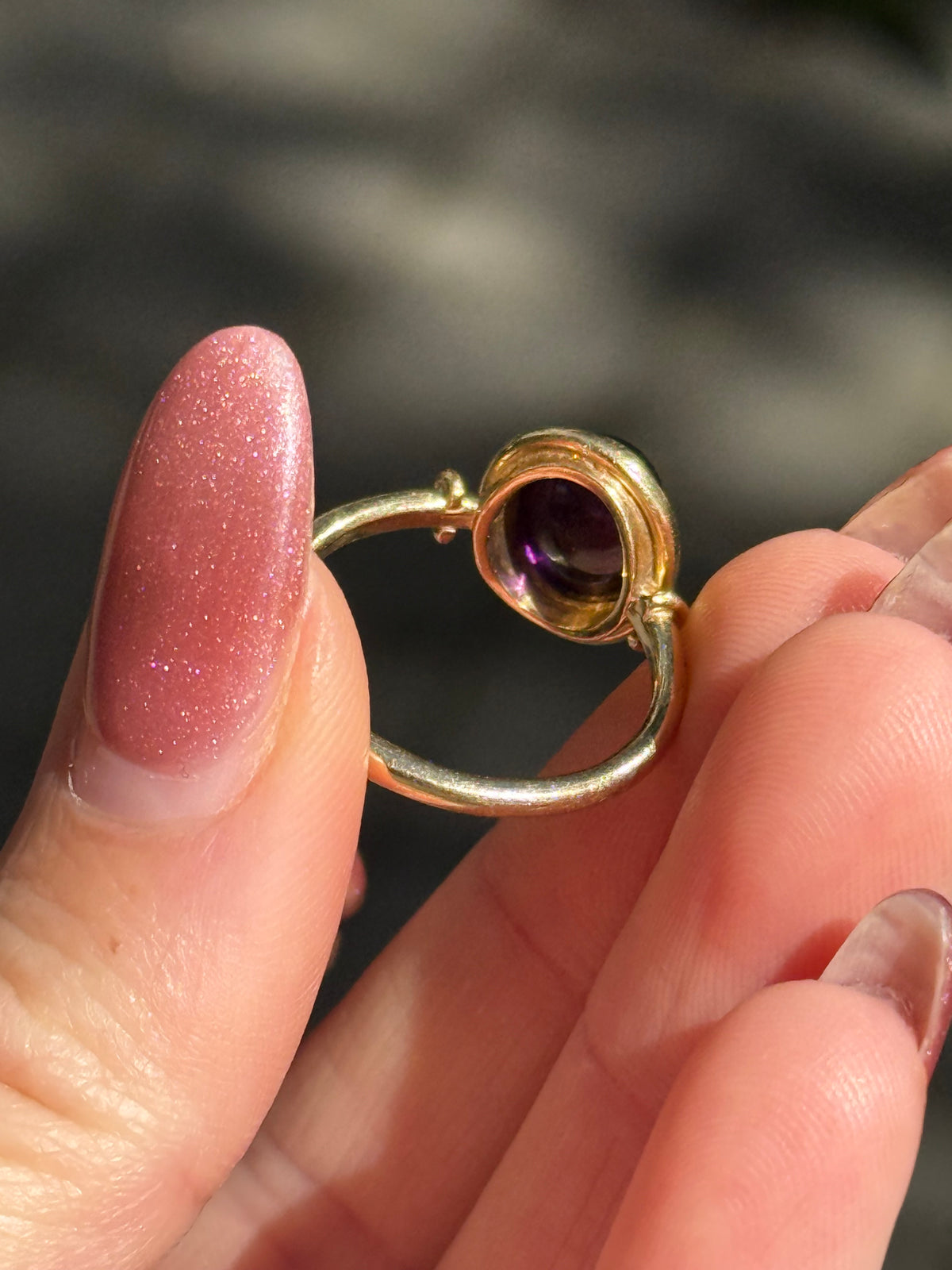 14k Amethyst Cabochon Ring