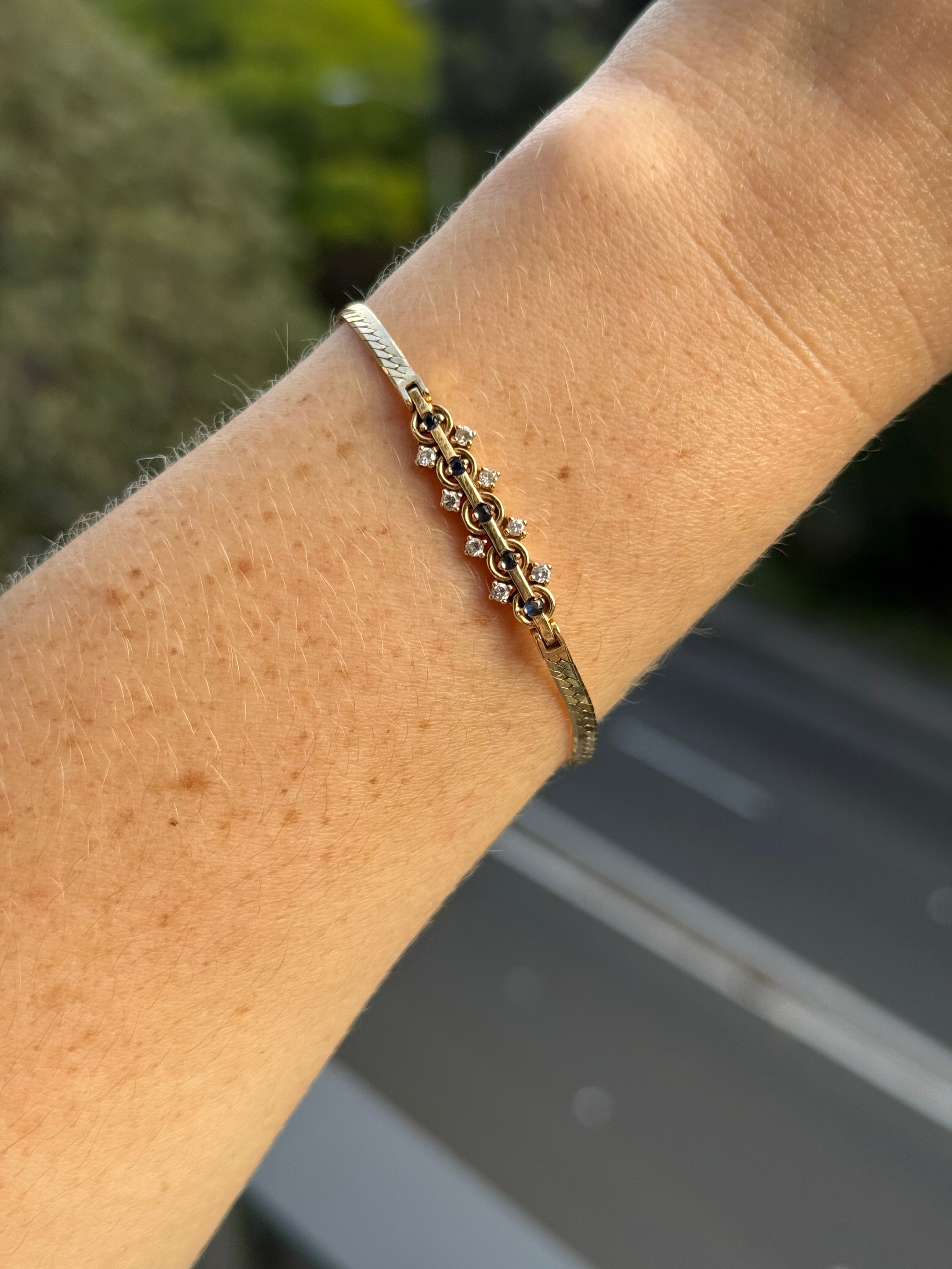 Diamond Sapphire Herringbone Bracelet