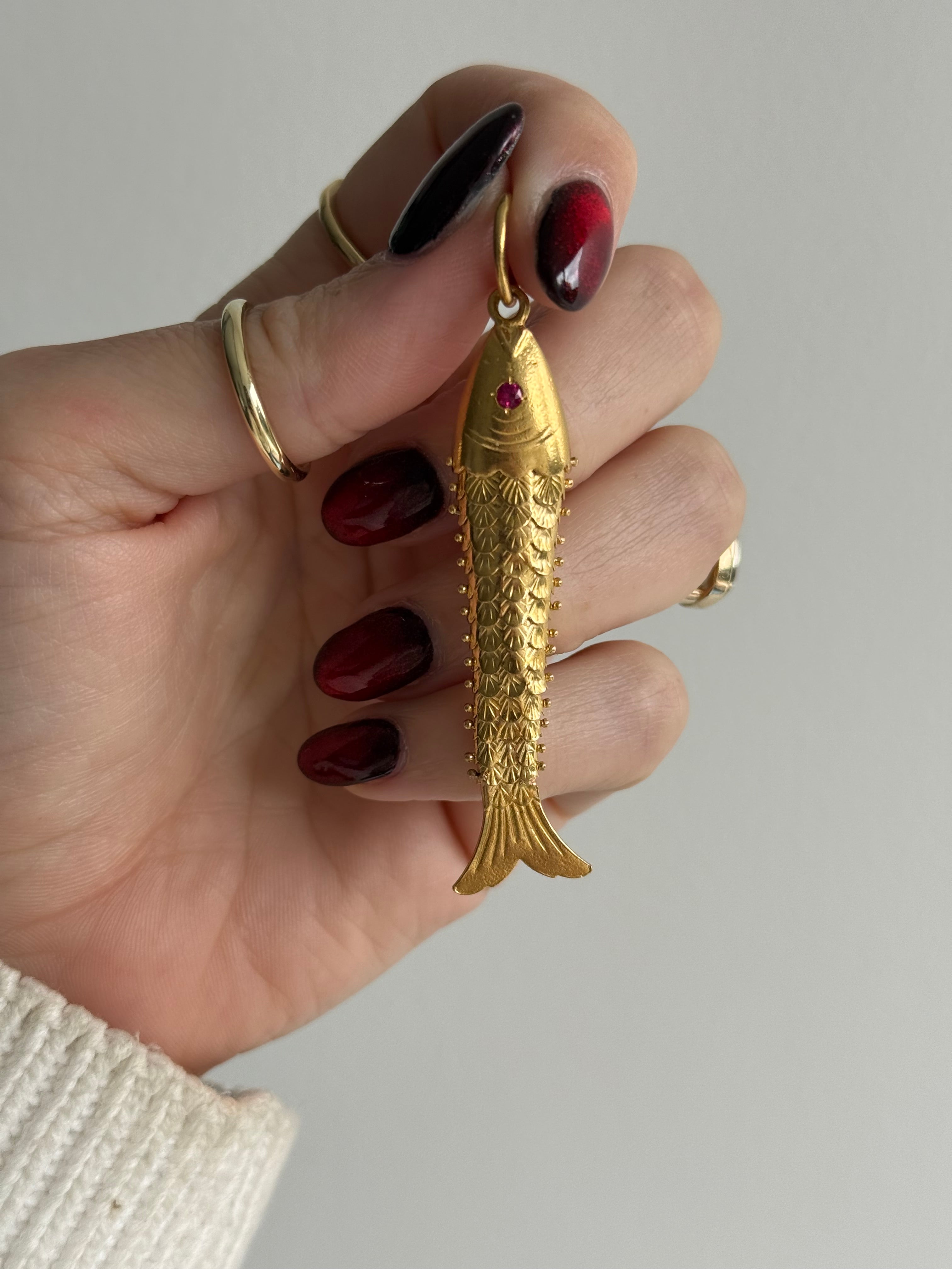 Antique Articulated Fish Charm