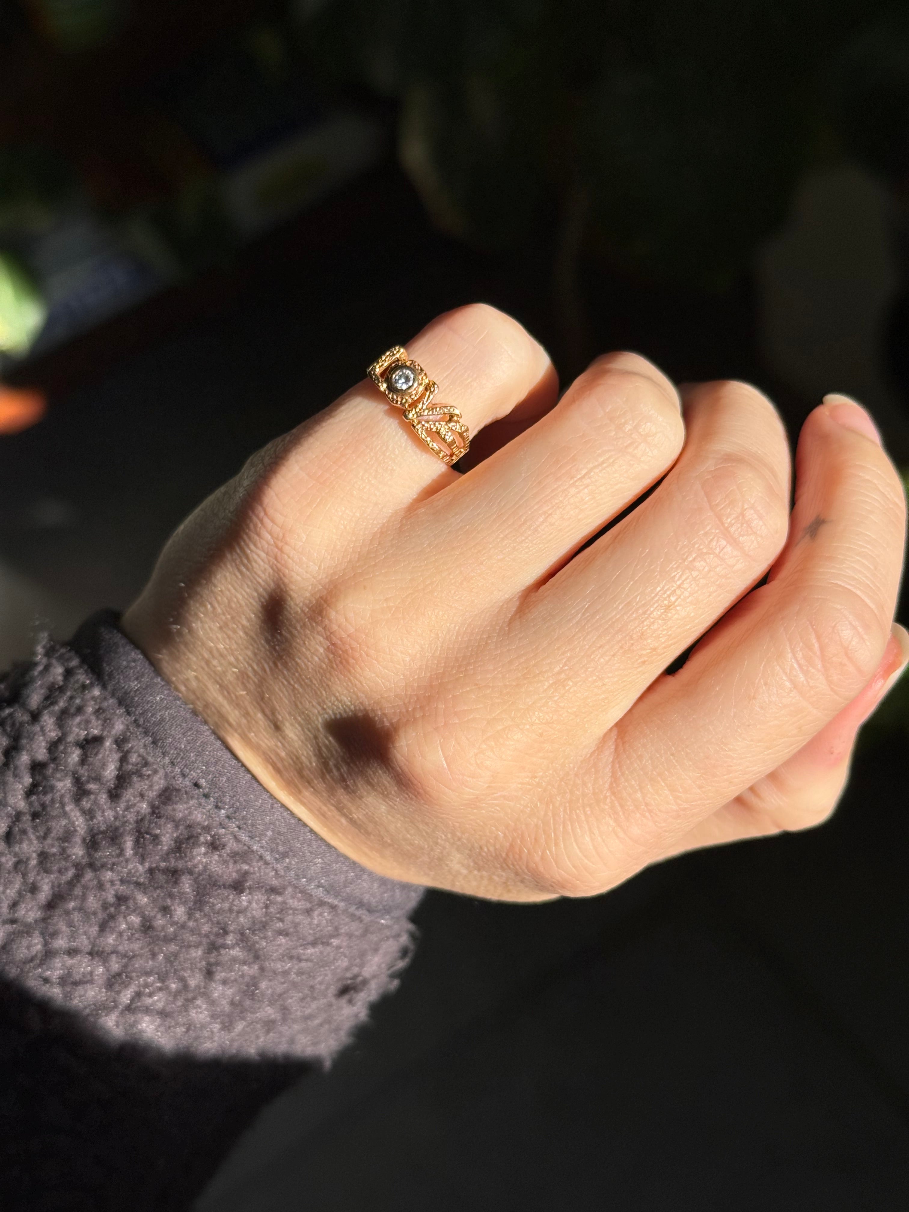 Textured Diamond Love Ring