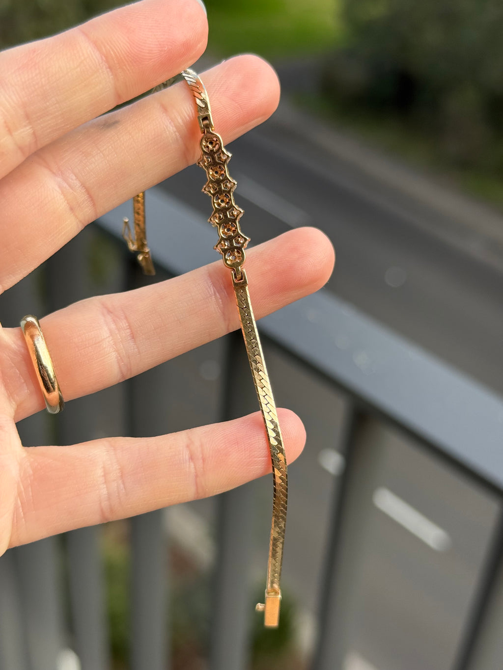 Diamond Sapphire Herringbone Bracelet