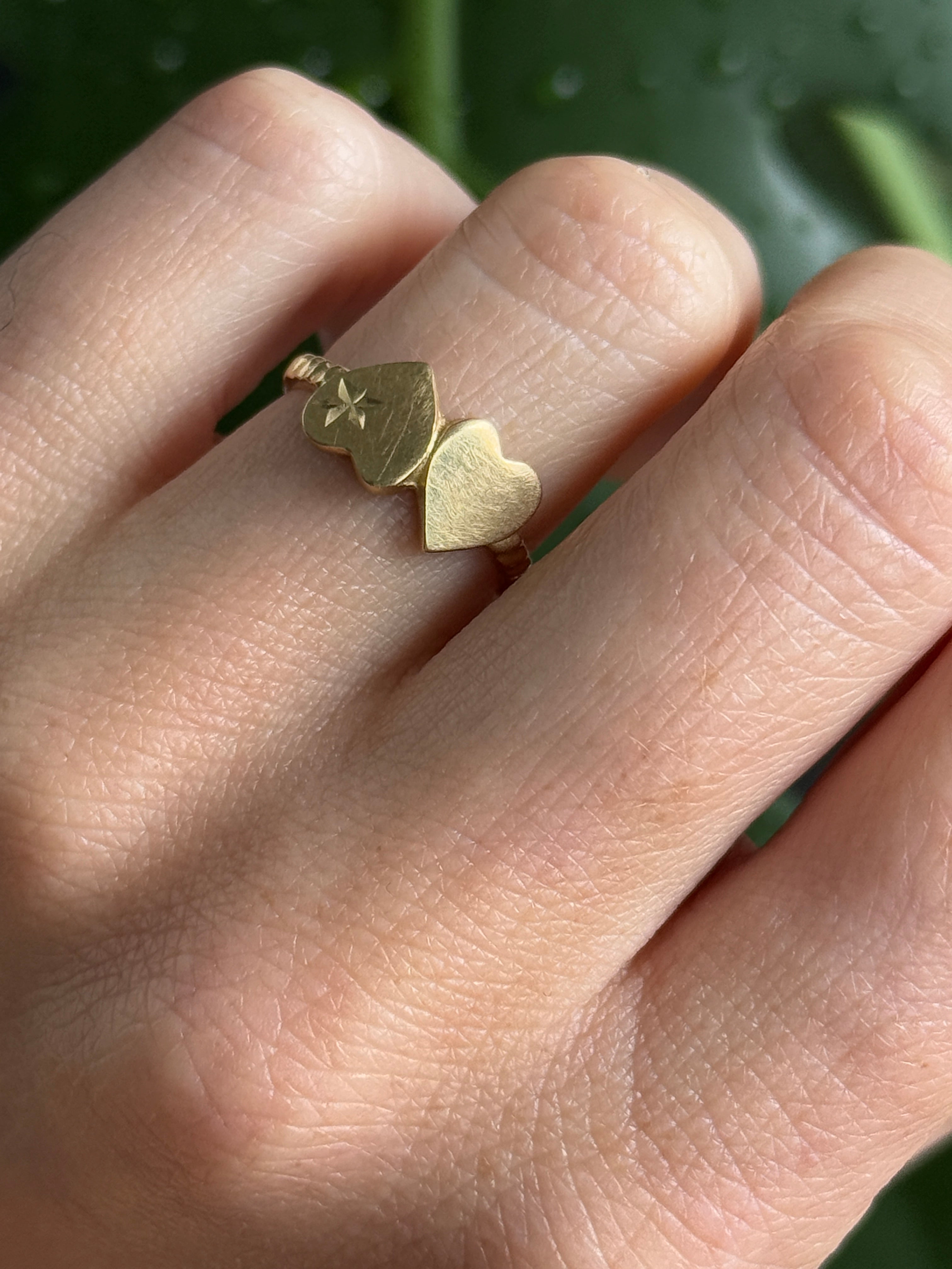 Double Heart Starburst Ring