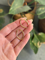Hammered Diamond Cut Oval Hoops