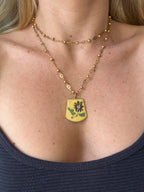 Yellow & Blue Chrysanthemum Pendant
