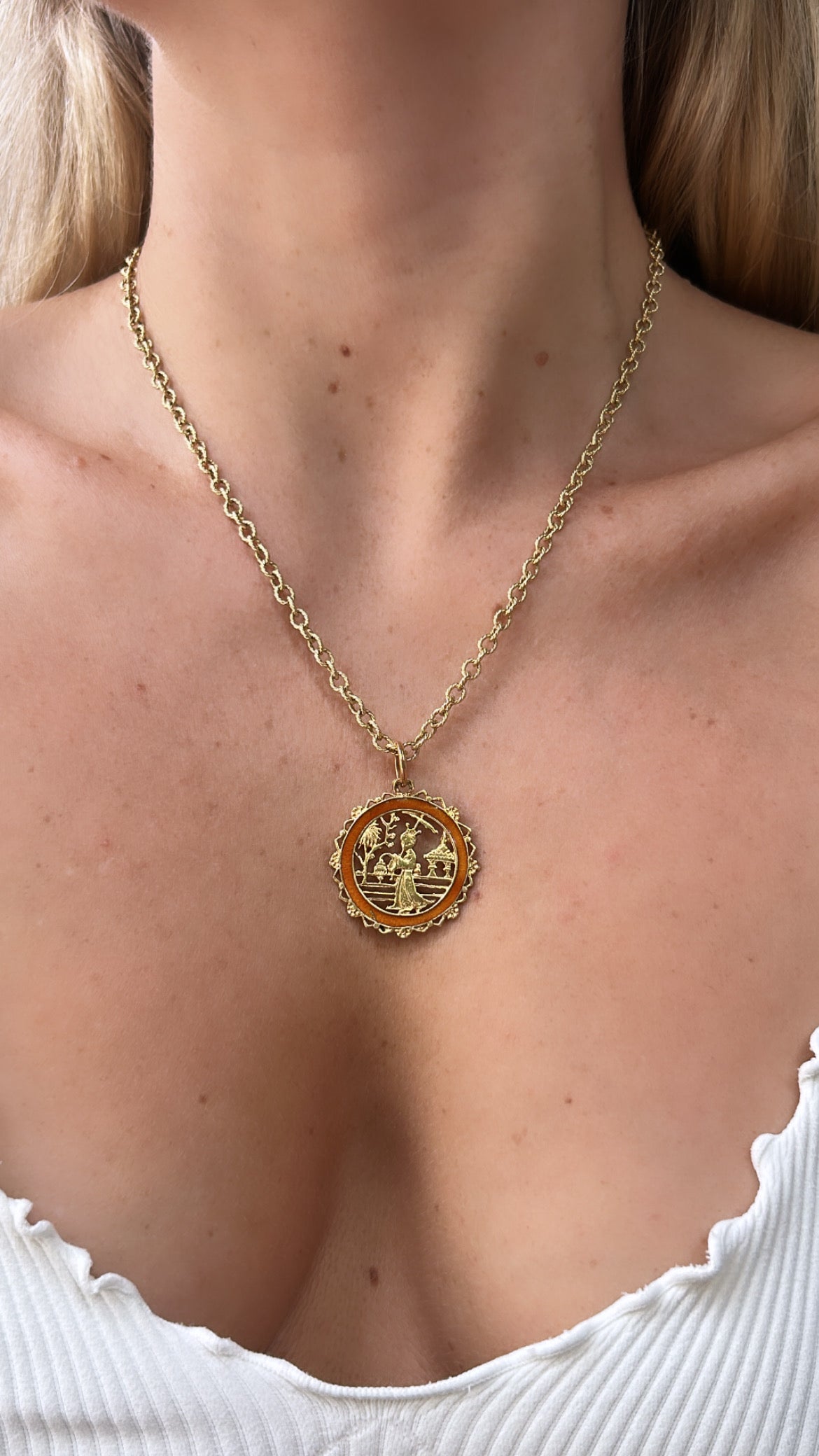 Geisha Enamel Medallion