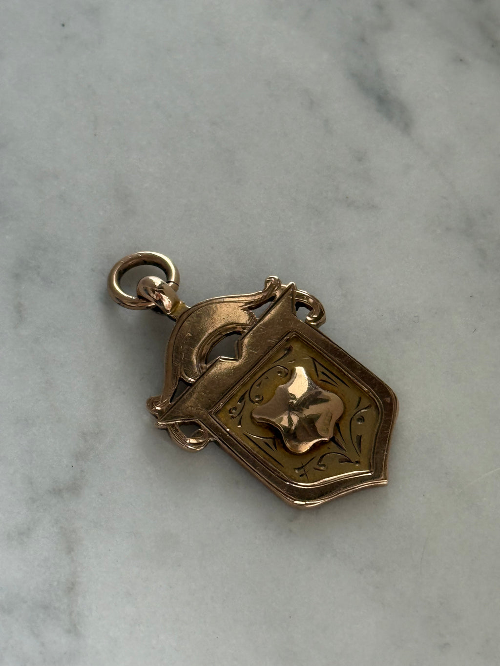 Solid Antique Shield Pendant