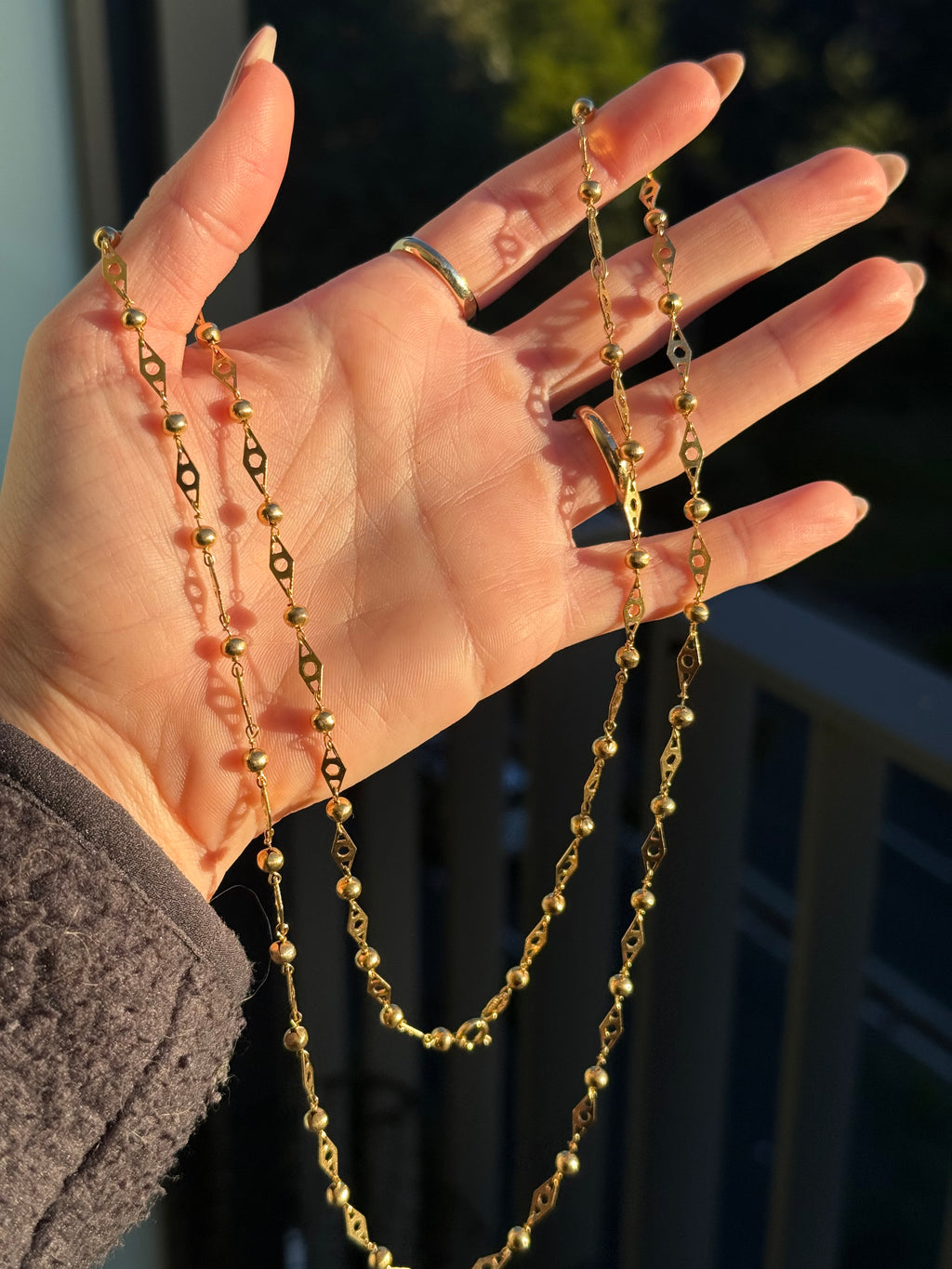 18k Fancy Ball Long Guard Chain