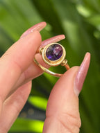 14k Amethyst Cabochon Ring