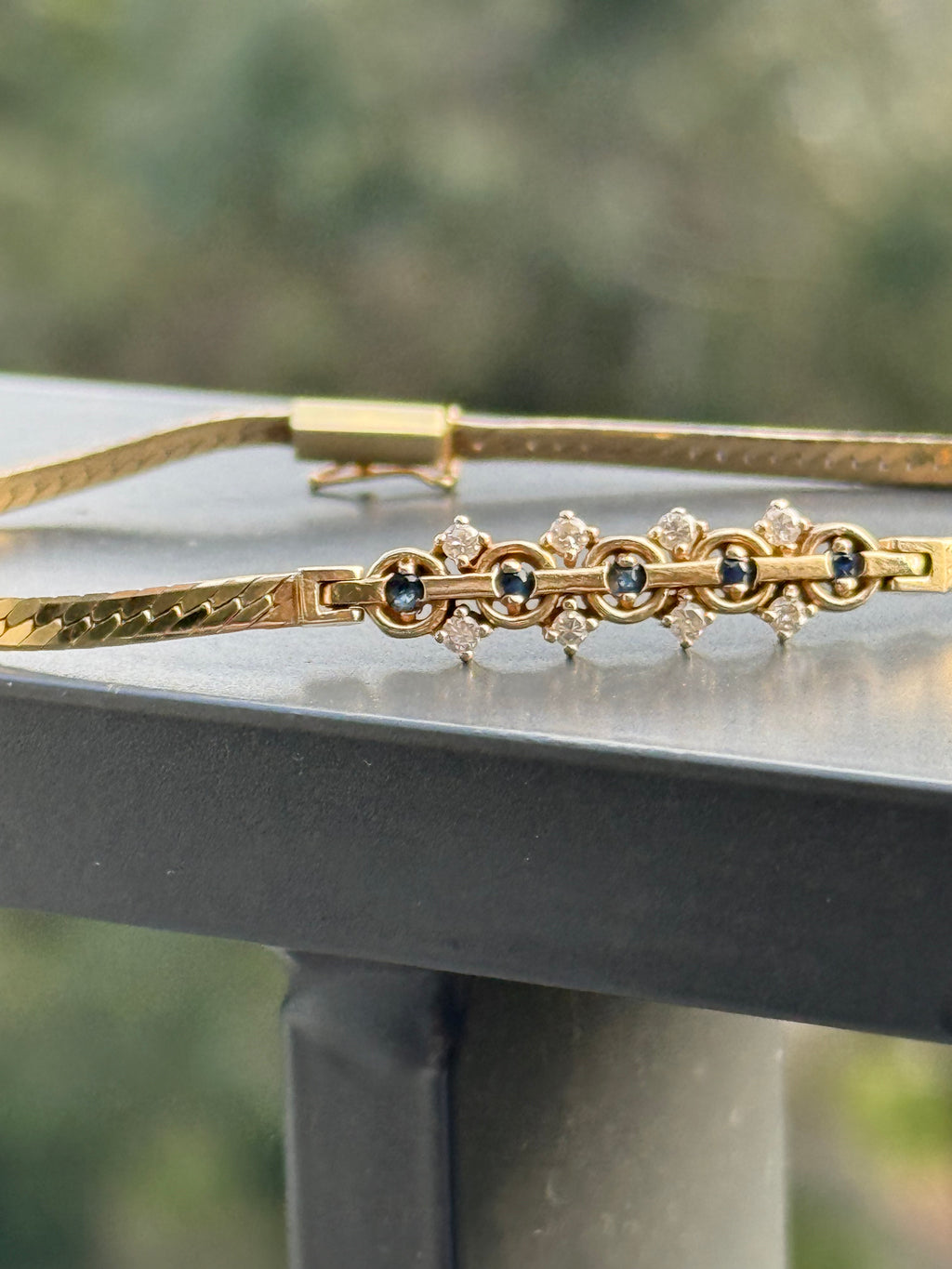 Diamond Sapphire Herringbone Bracelet