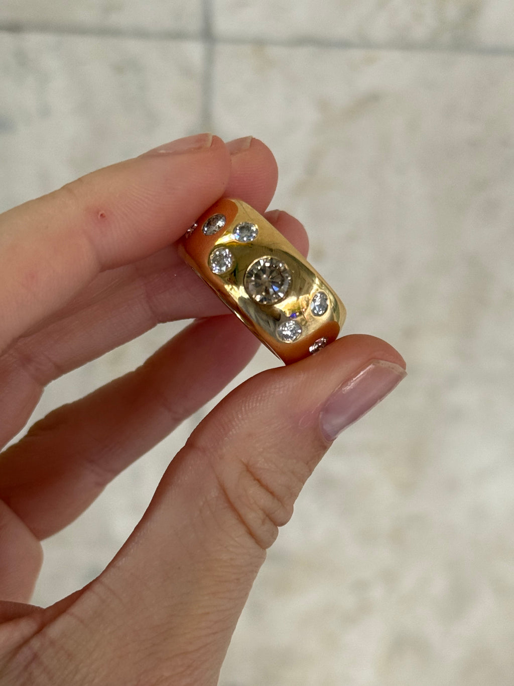 Solid Chunky Diamond Cluster Donut Band