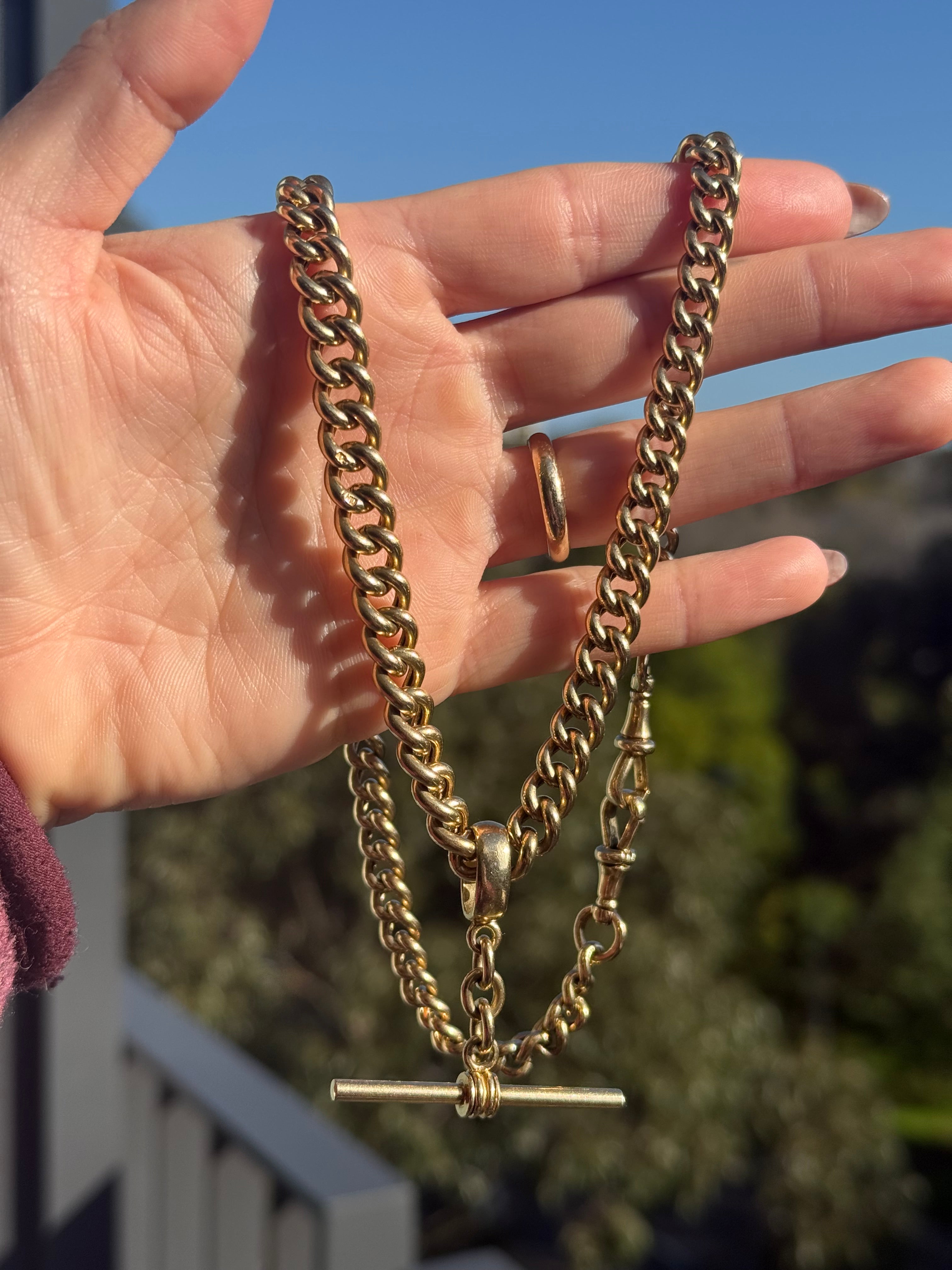 10k Graduated Curb Watch Chain