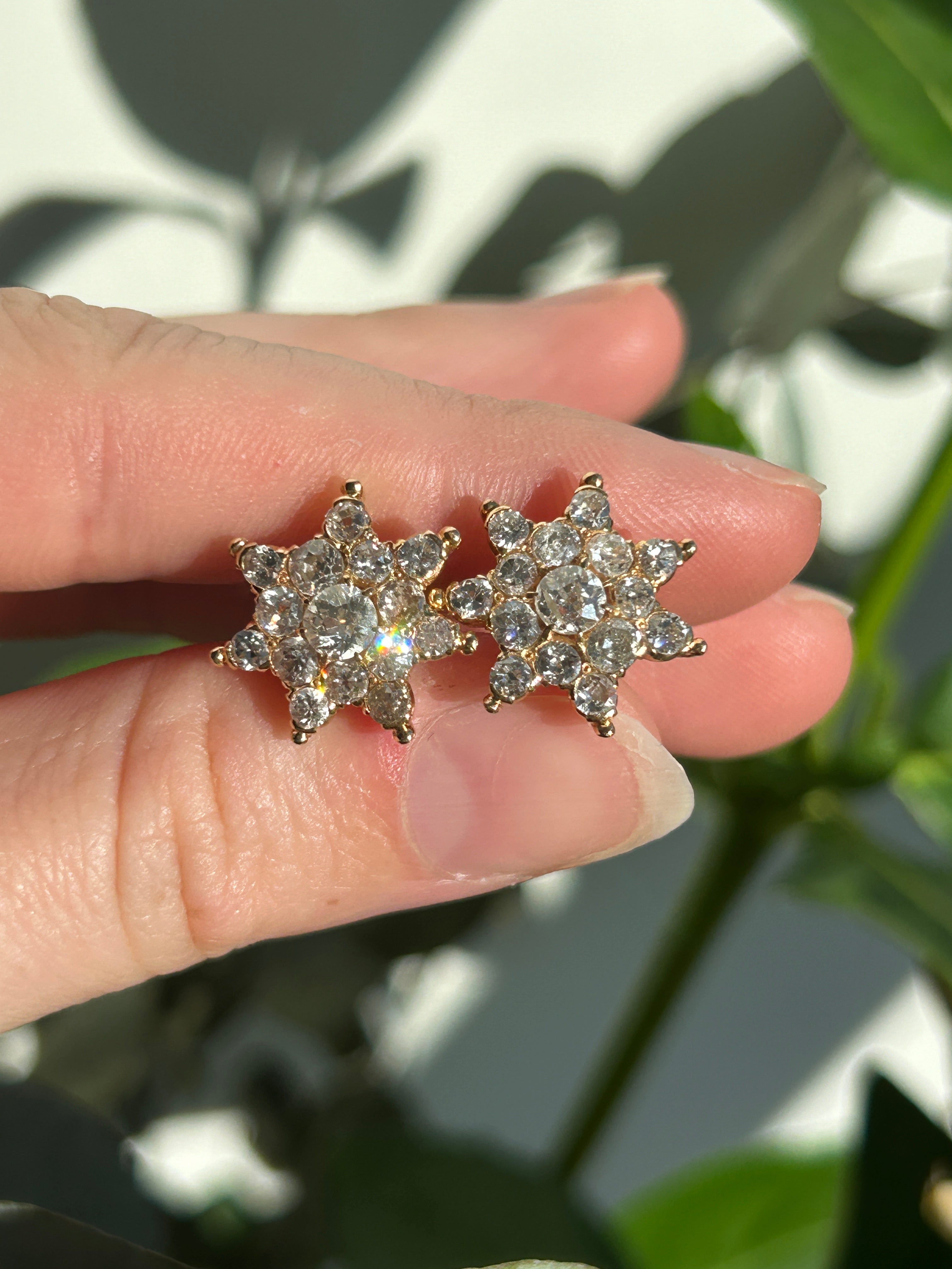 Old Euro Diamond Star Studs