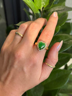 Emerald Cabochon Diamond Heart Ring