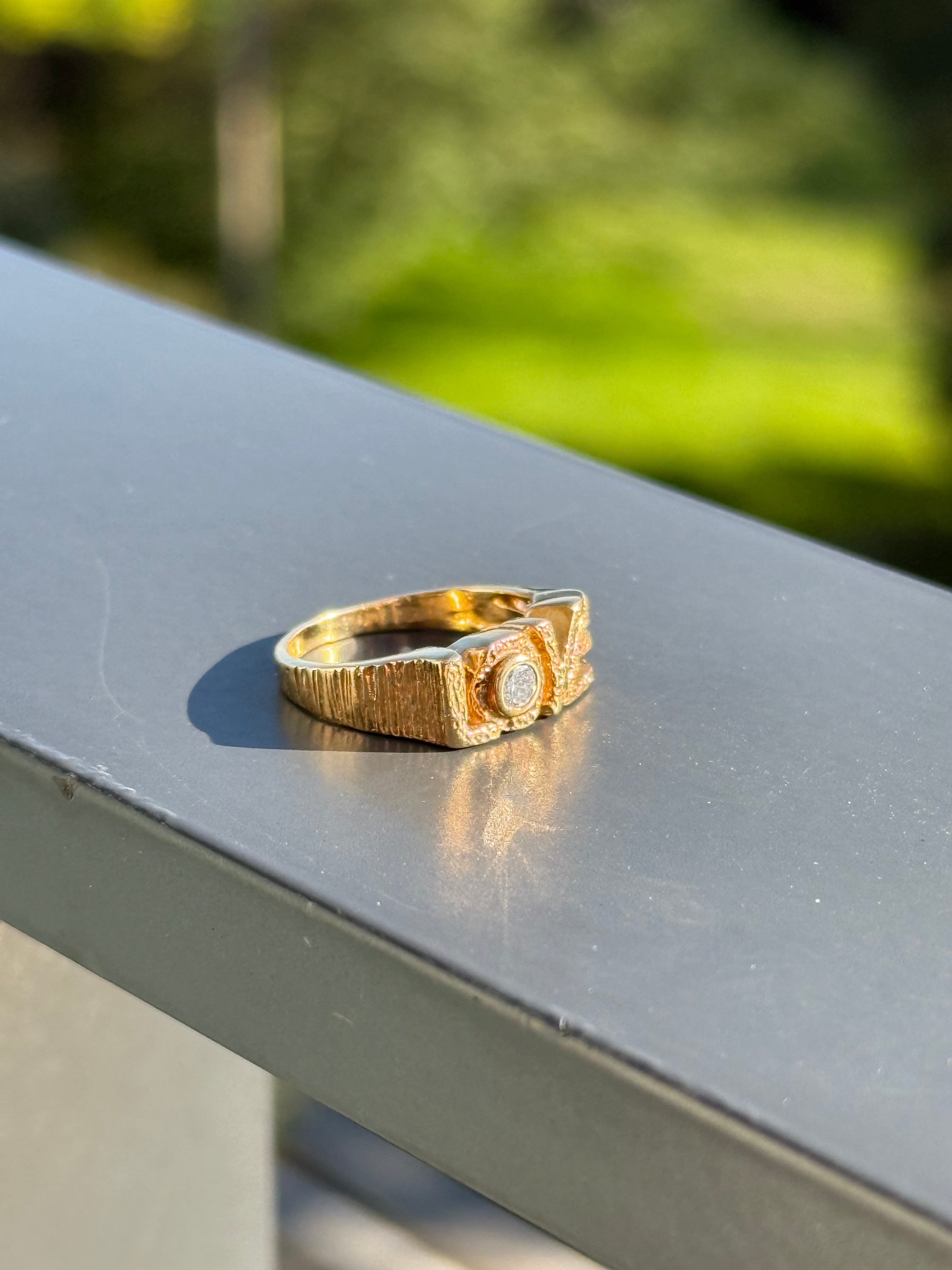 Textured Diamond Love Ring