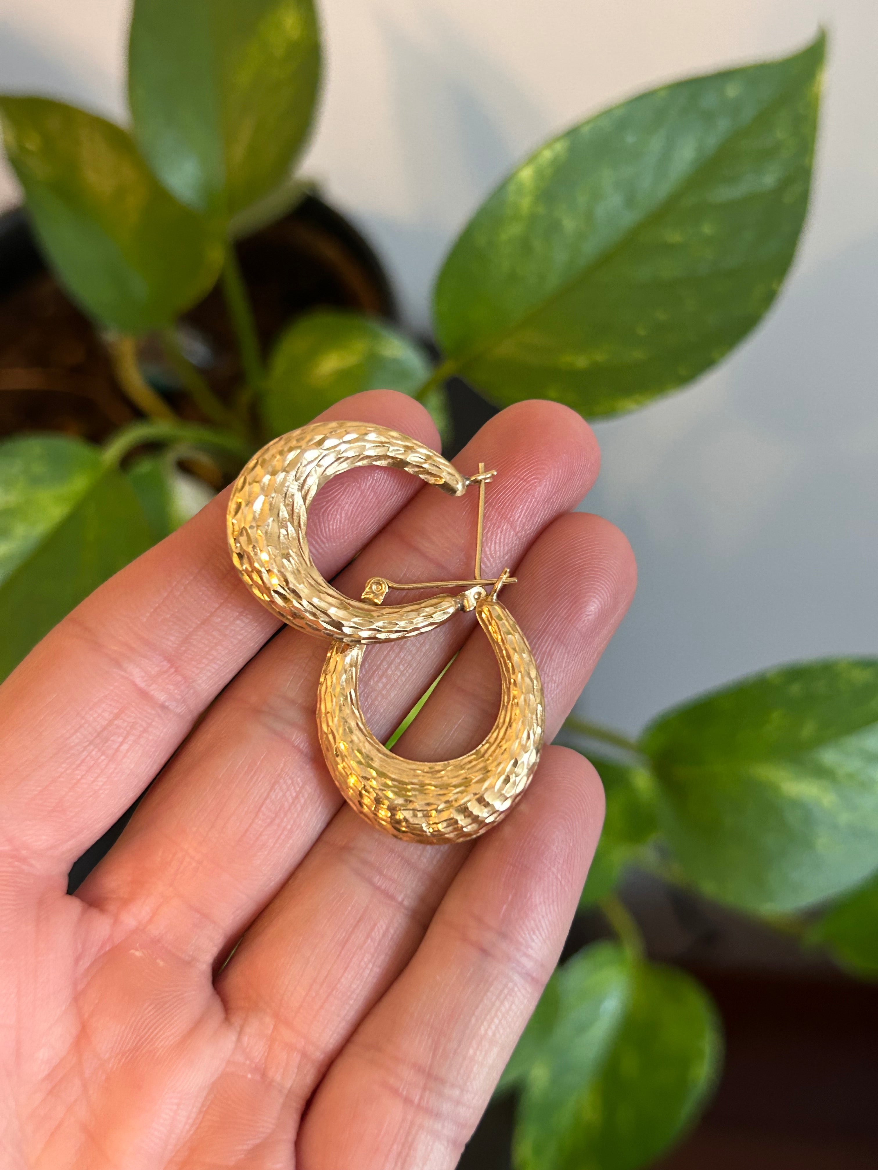 Diamond Cut Oval Hoops