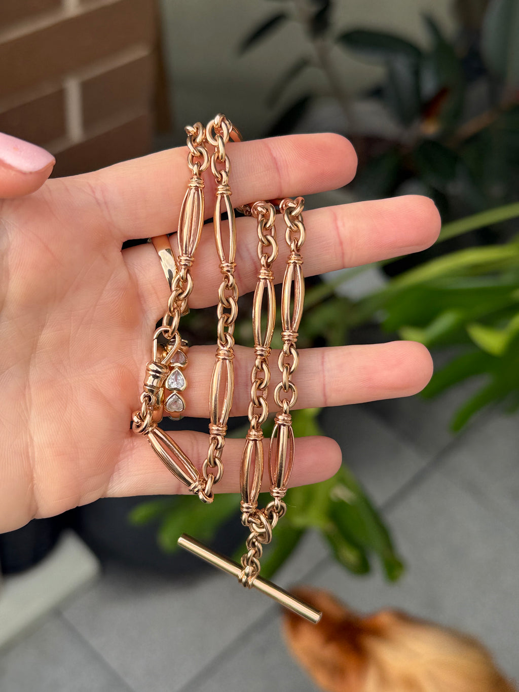 Antique Fancy Barrel Trombone Watch Chain