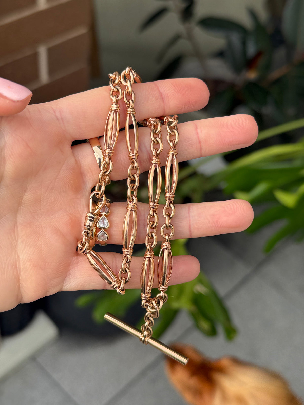 Antique Fancy Barrel Trombone Watch Chain
