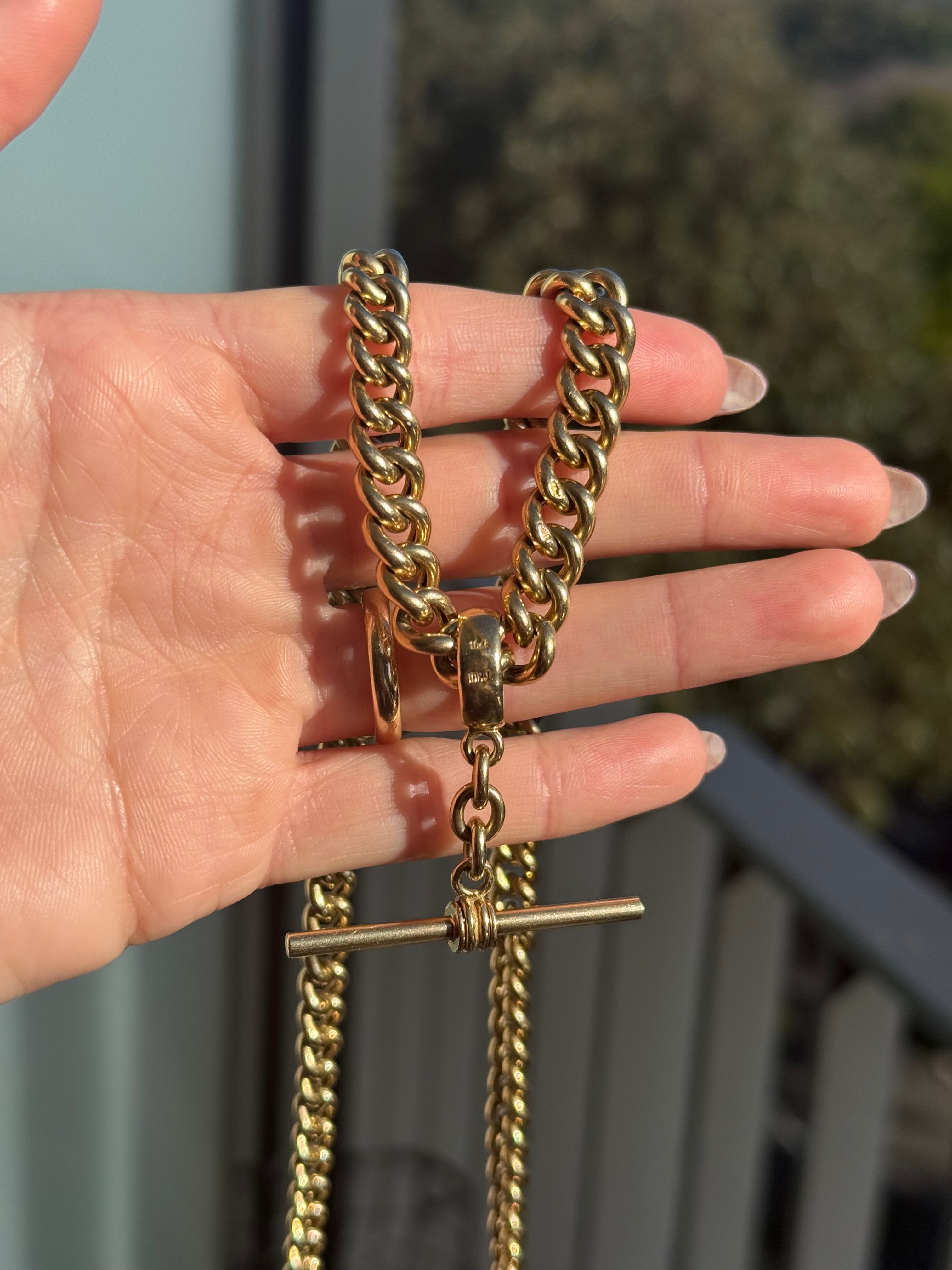 10k Graduated Curb Watch Chain