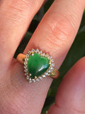 Emerald Cabochon Diamond Heart Ring