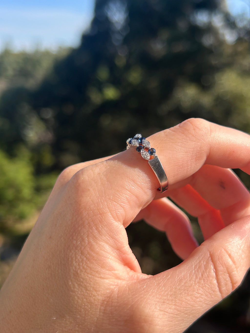 WG Sapphire Diamond Ring