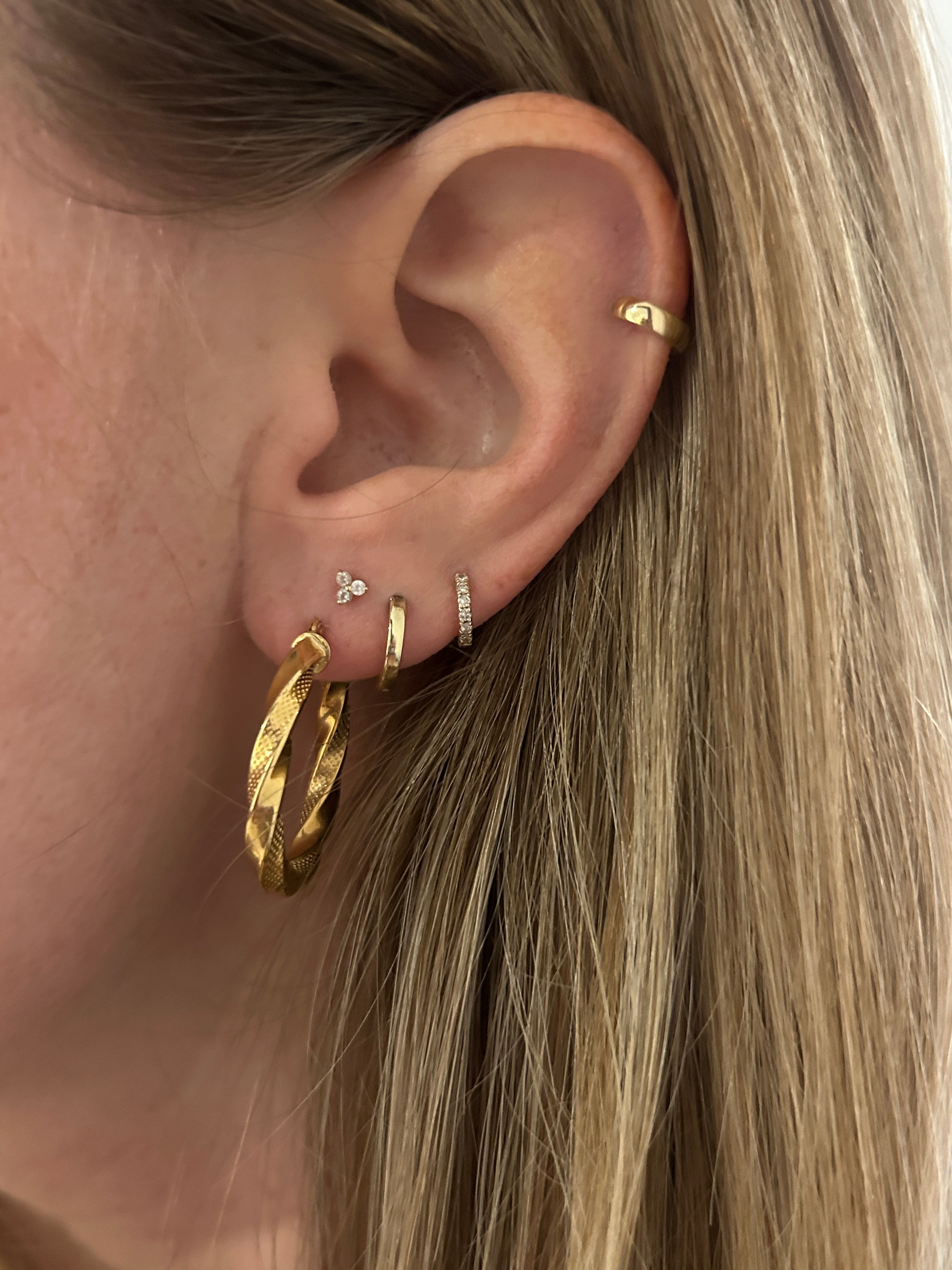 Twisted Oval Textured Hoops