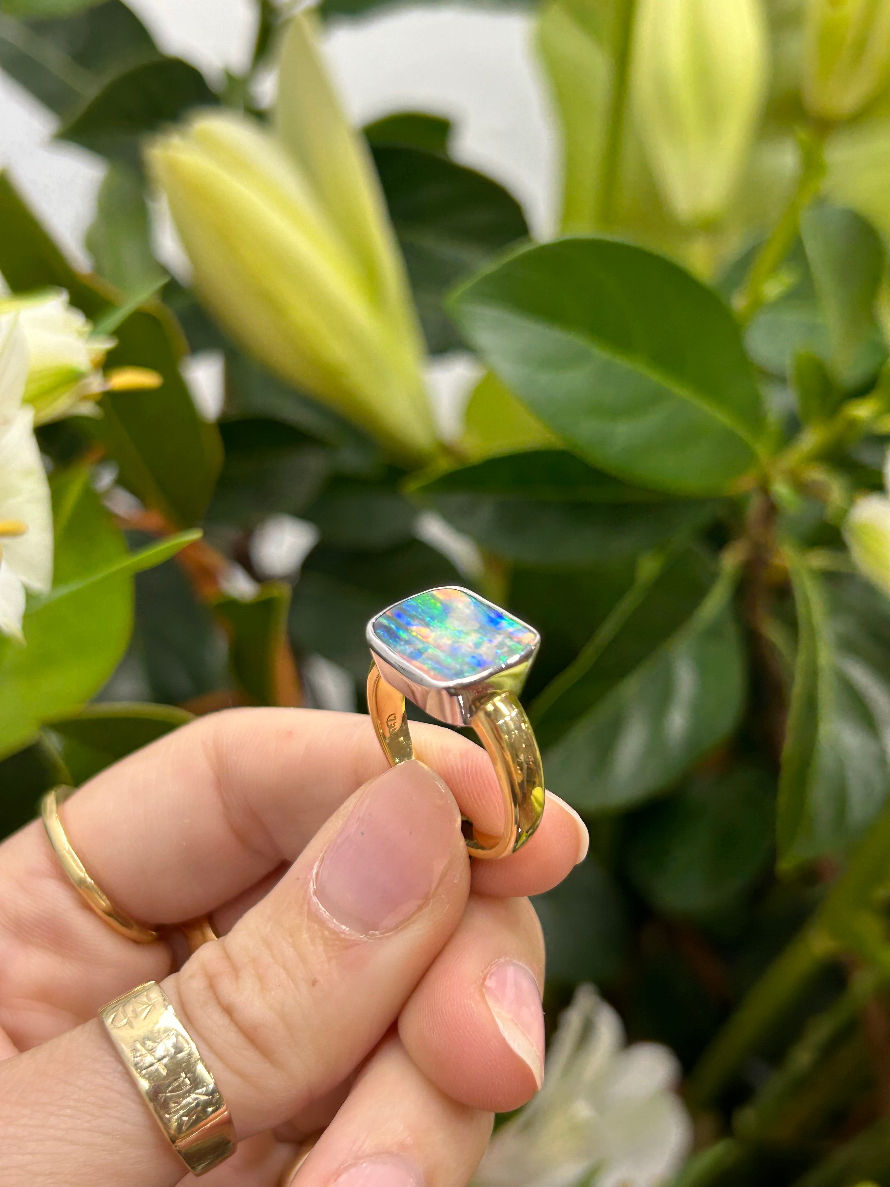 Australian Boulder Opal Ring