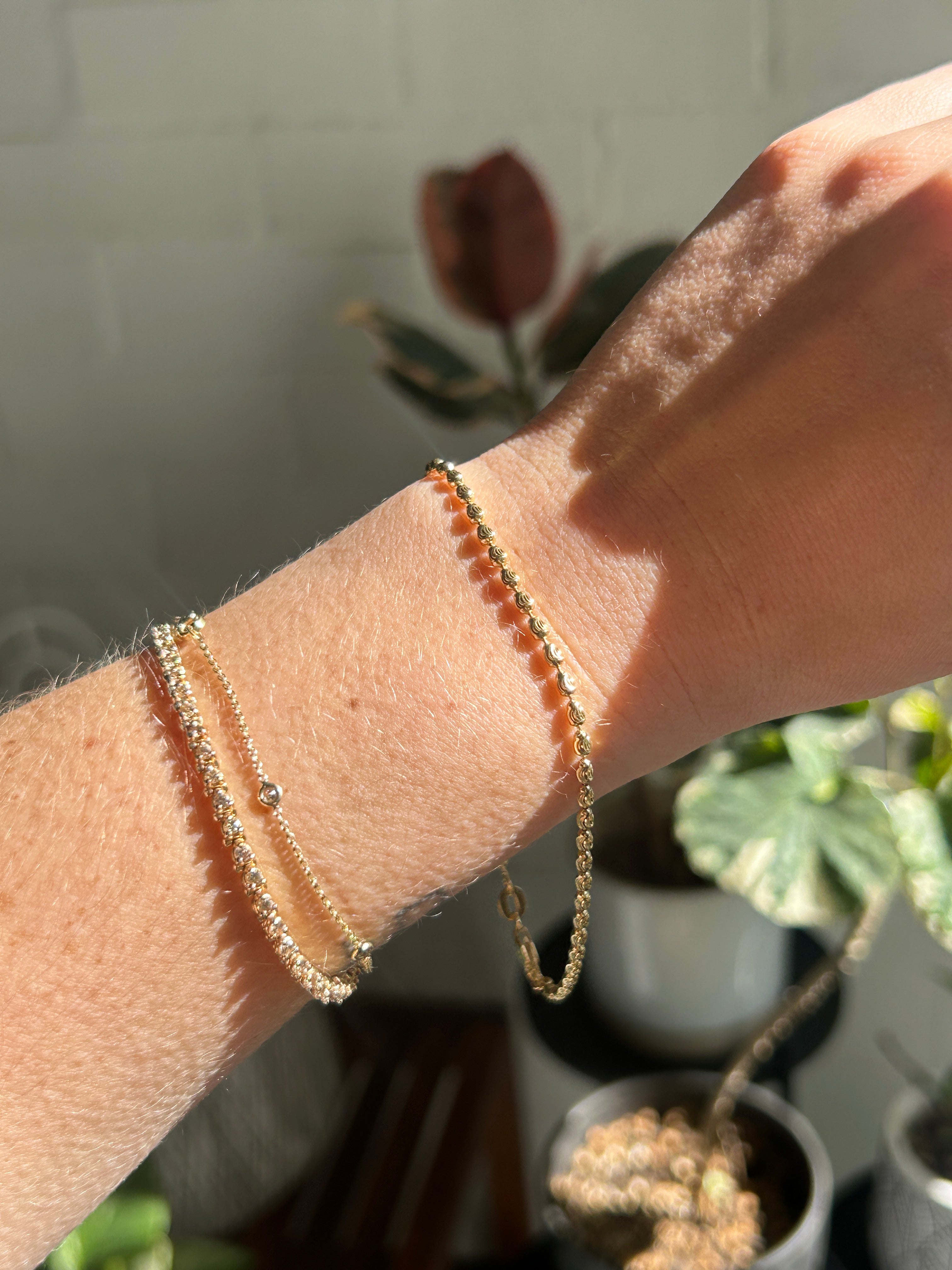 Diamond Cut Solid Ball Bracelet