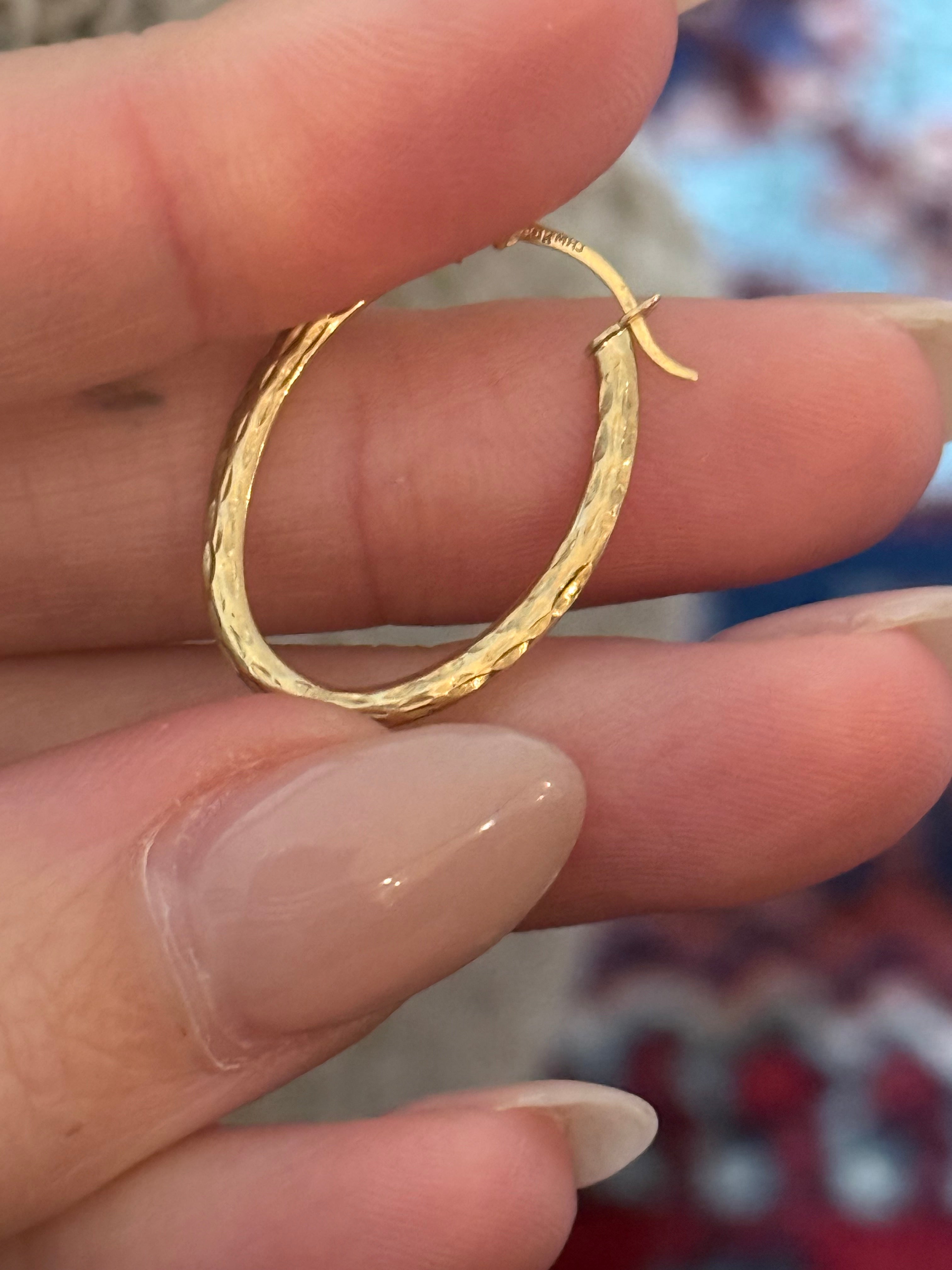 Hammered Diamond Cut Oval Hoops