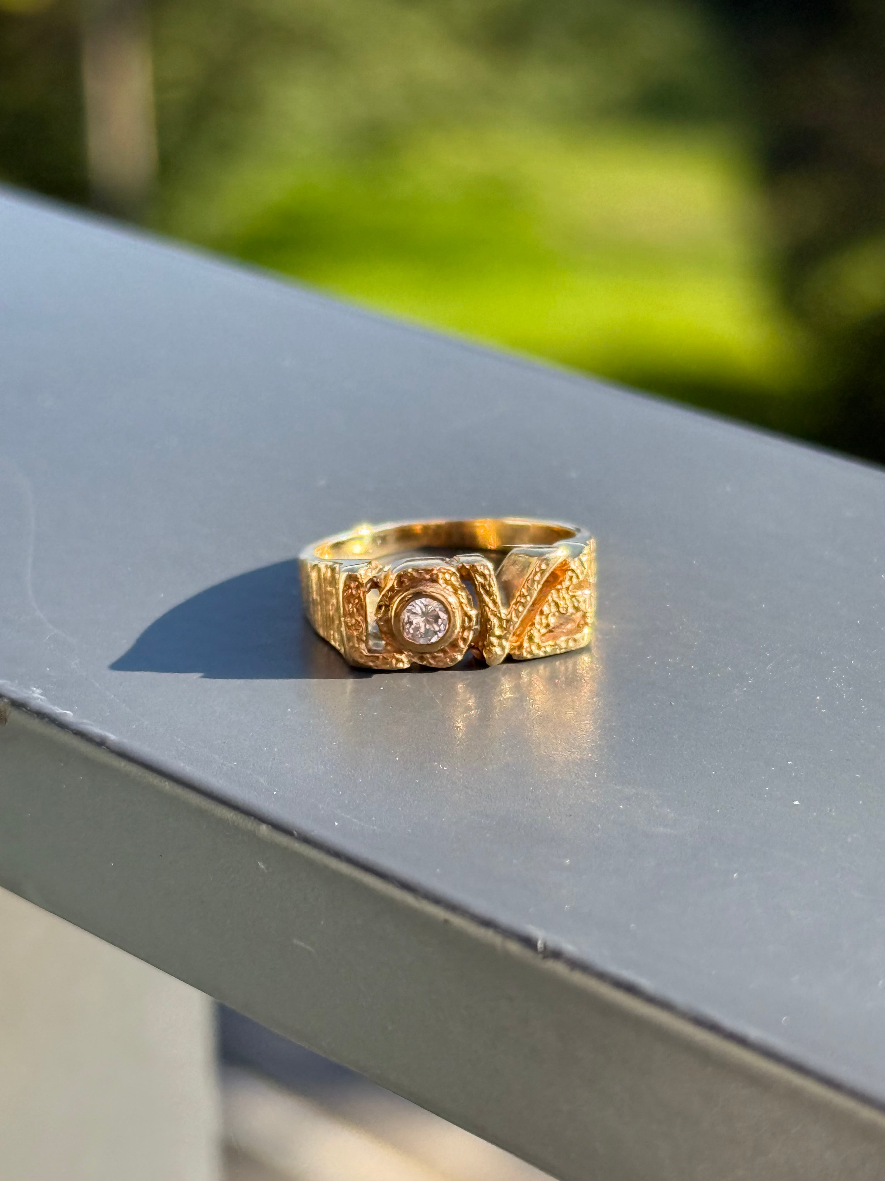 Textured Diamond Love Ring