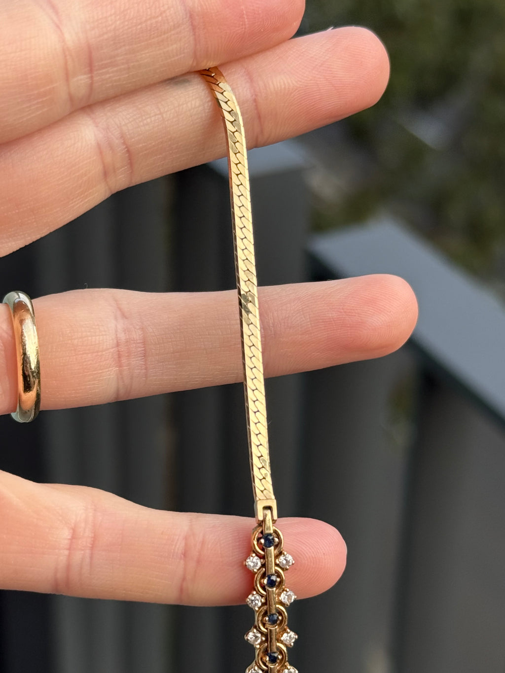 Diamond Sapphire Herringbone Bracelet