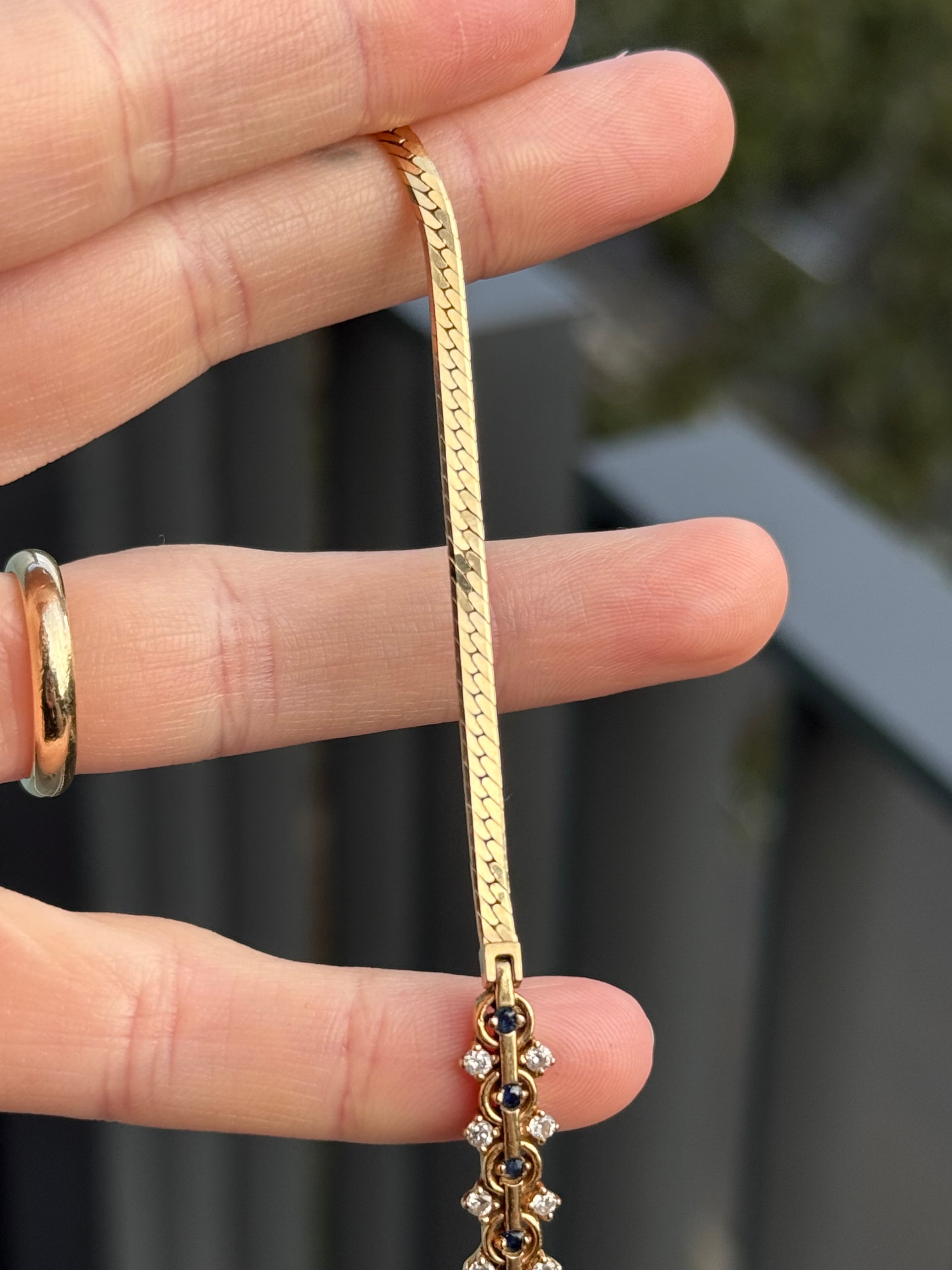 Diamond Sapphire Herringbone Bracelet