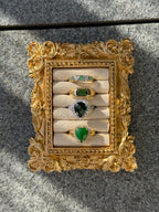 Emerald Cabochon Diamond Heart Ring