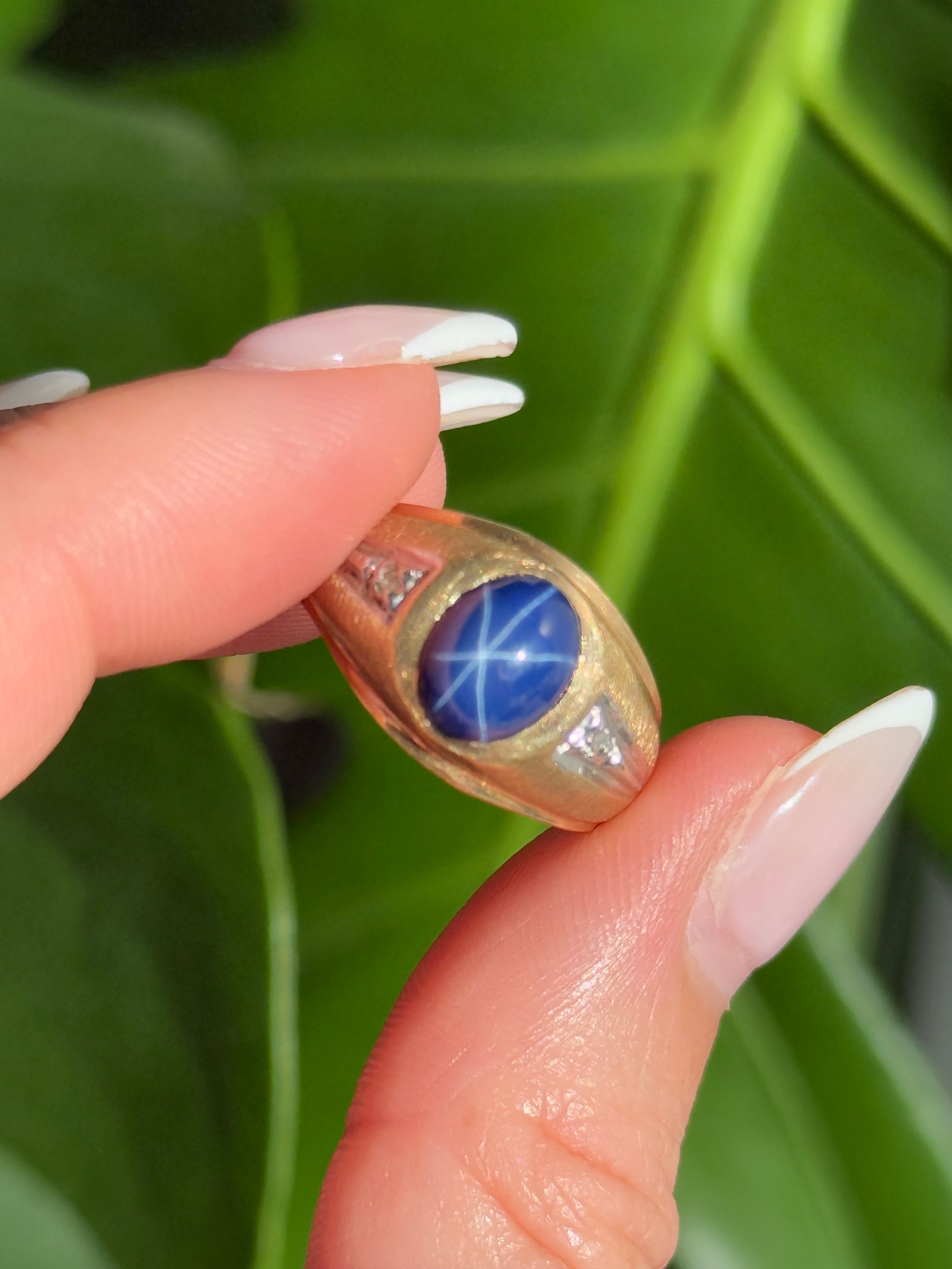 Star Sapphire Diamond Ring