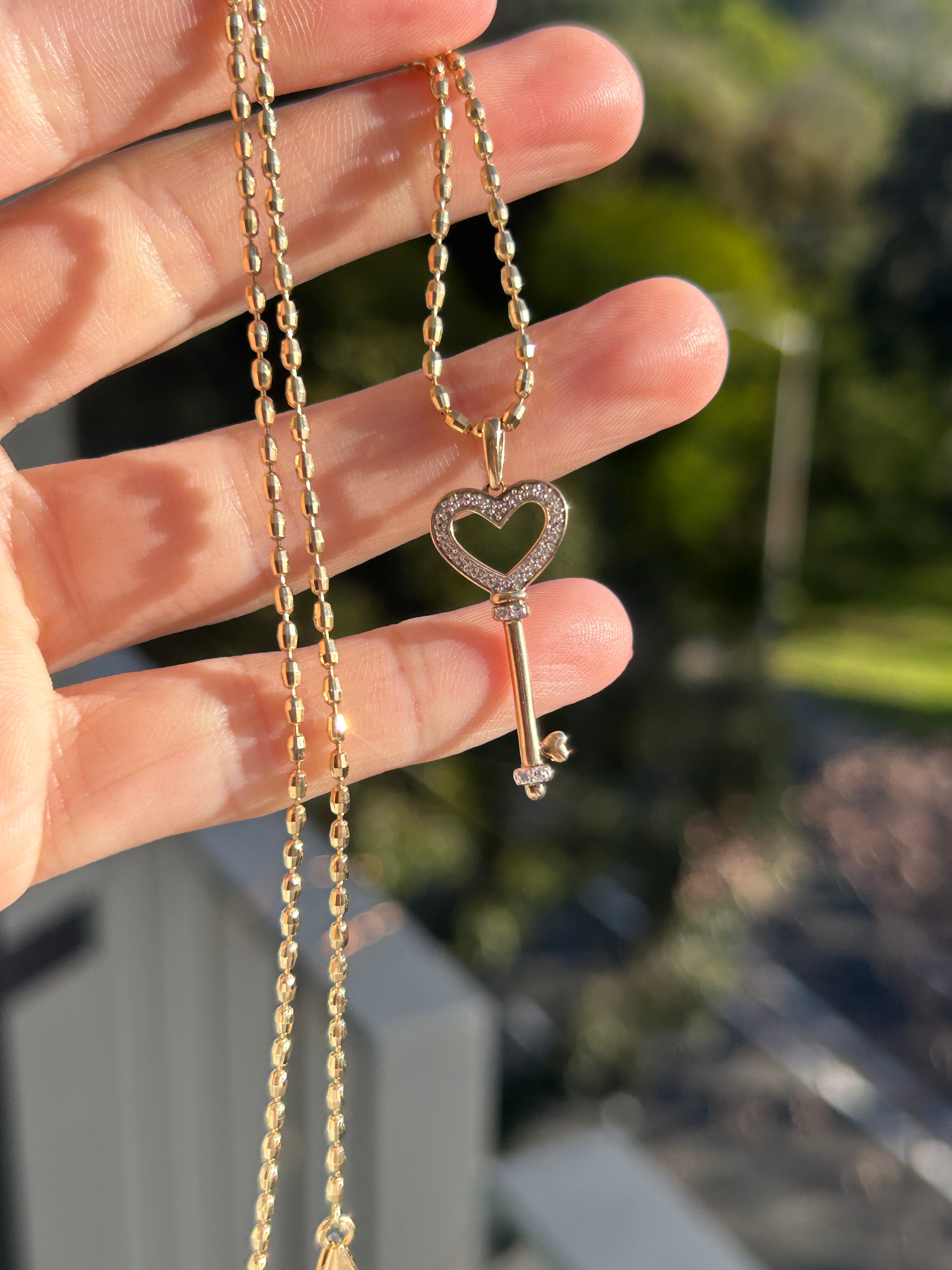Diamond Heart Key Charm