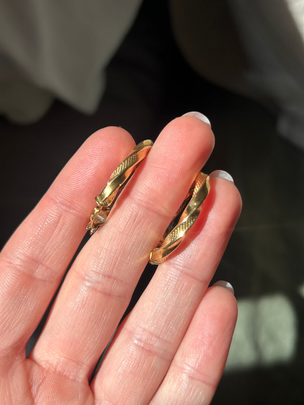 Twisted Oval Textured Hoops