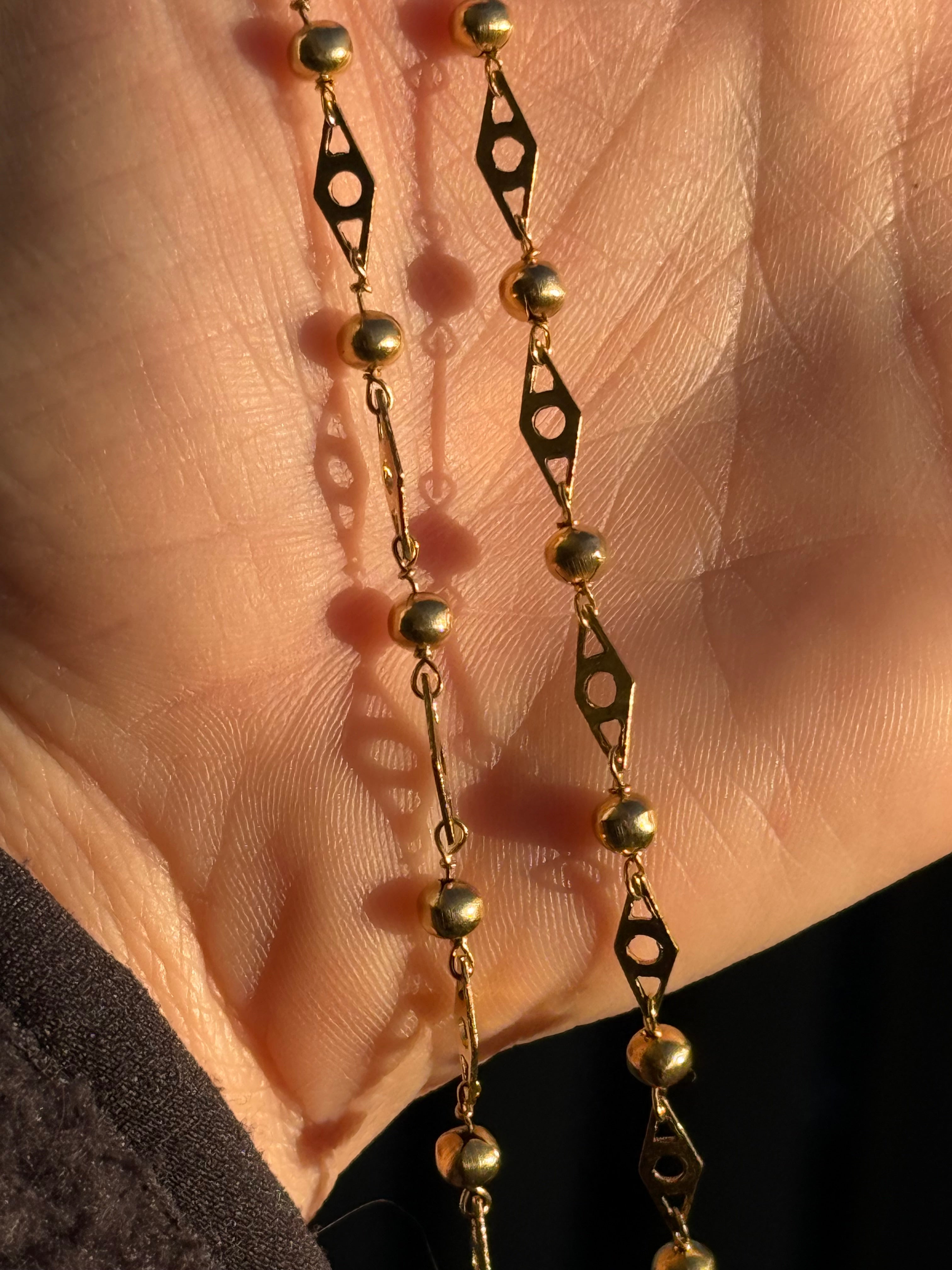 18k Fancy Ball Long Guard Chain
