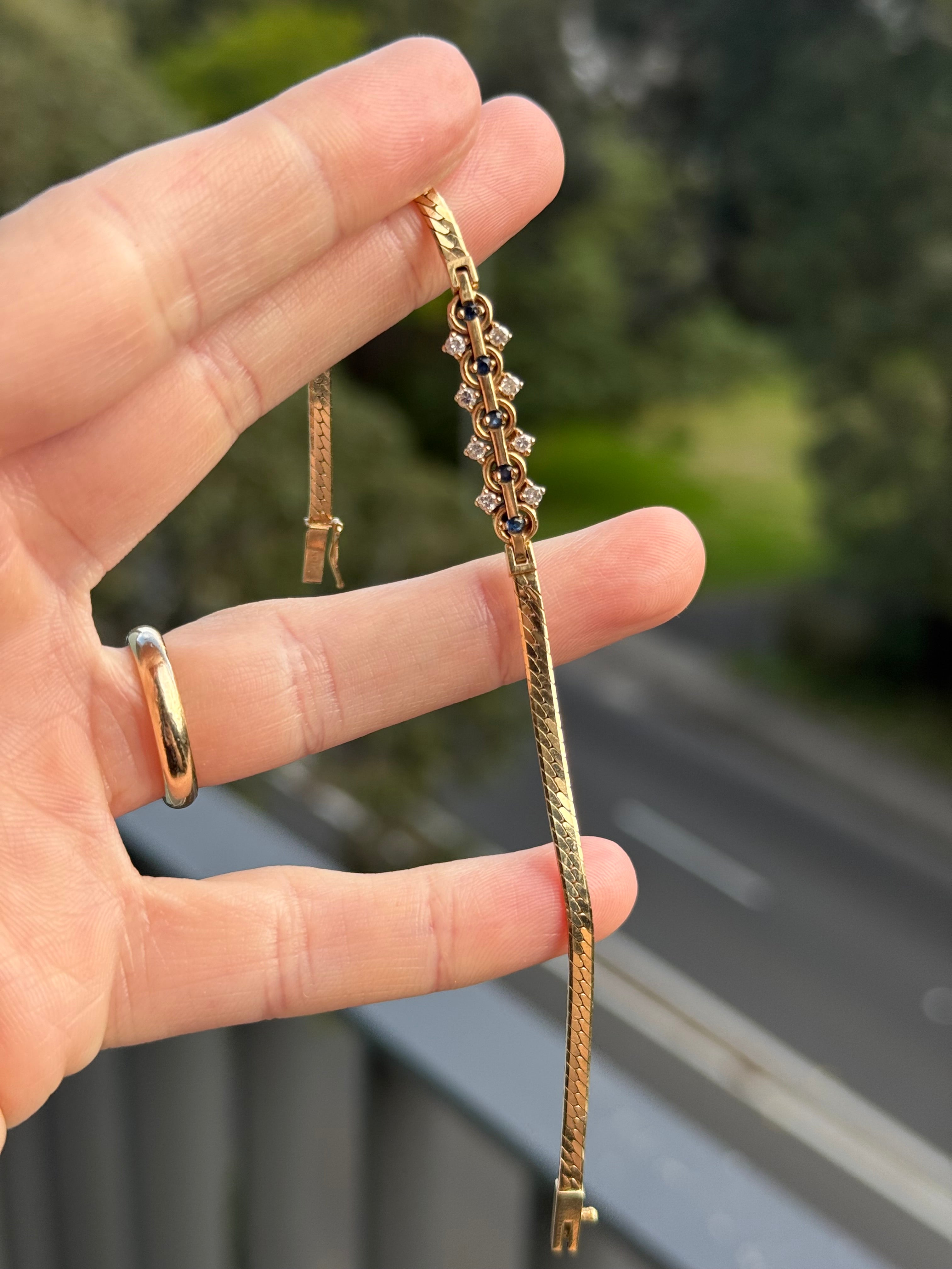 Diamond Sapphire Herringbone Bracelet