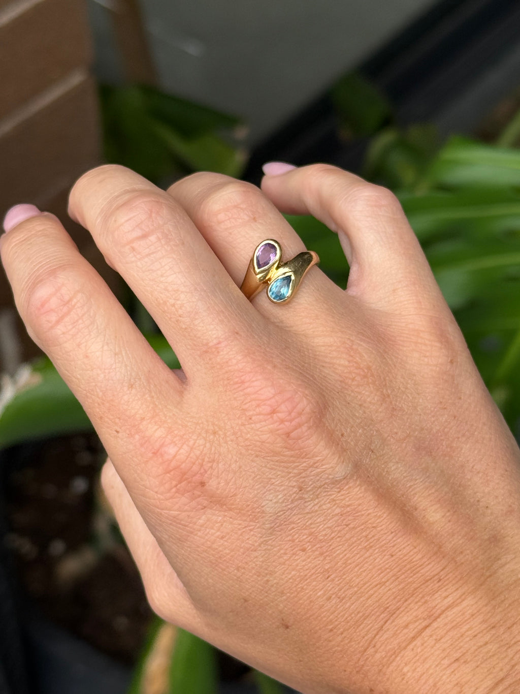 Topaz Amethyst Bypass Ring